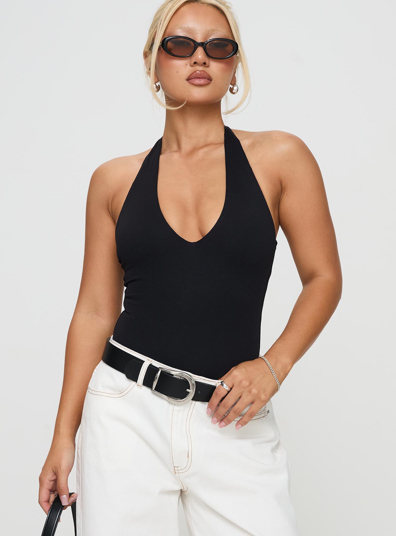 Someone New Halter Bodysuit Black Tall For Sale Finishline