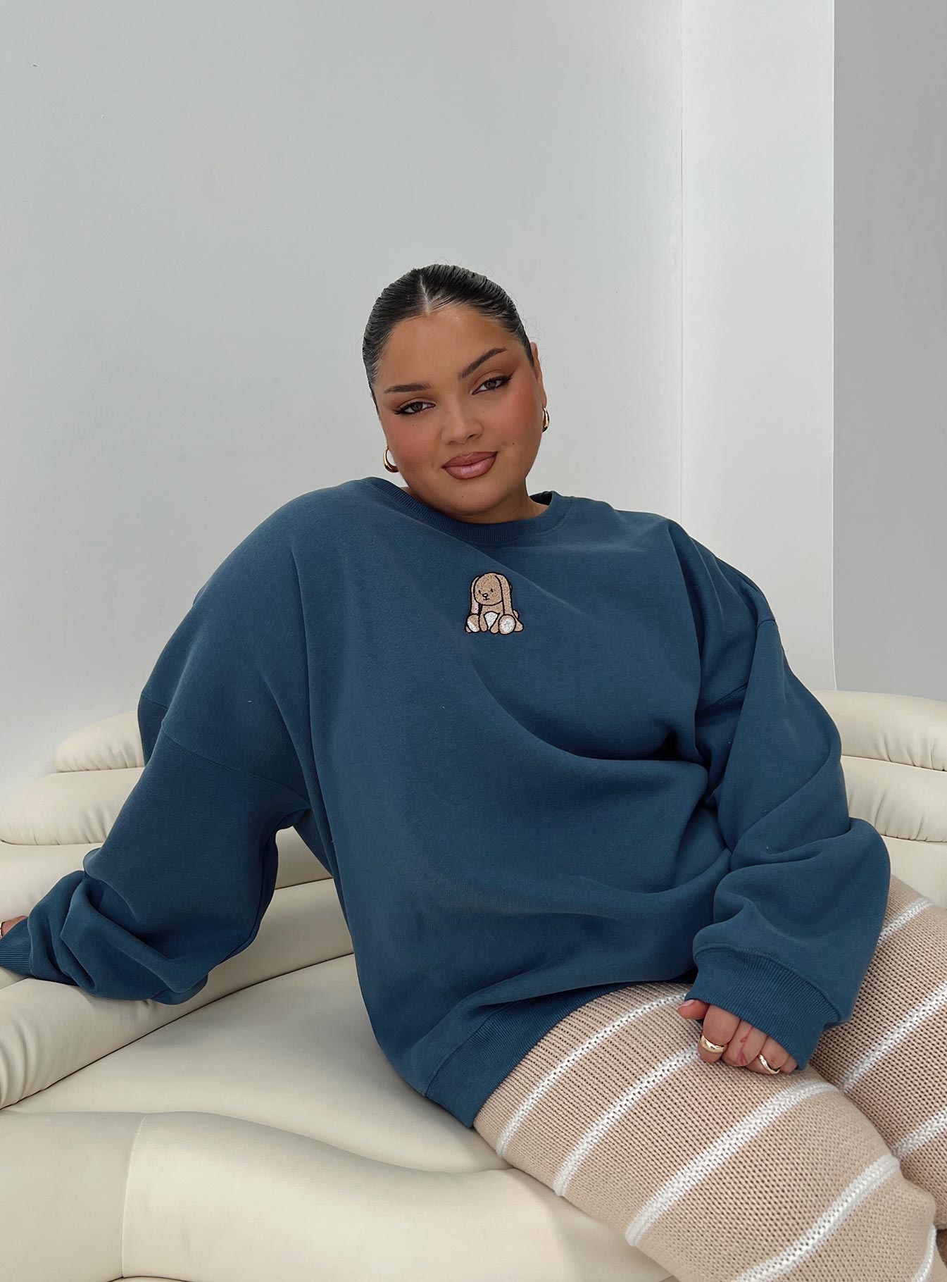 Sleepy Bunny Crewneck Jumper Navy Curve Sale Low Cost