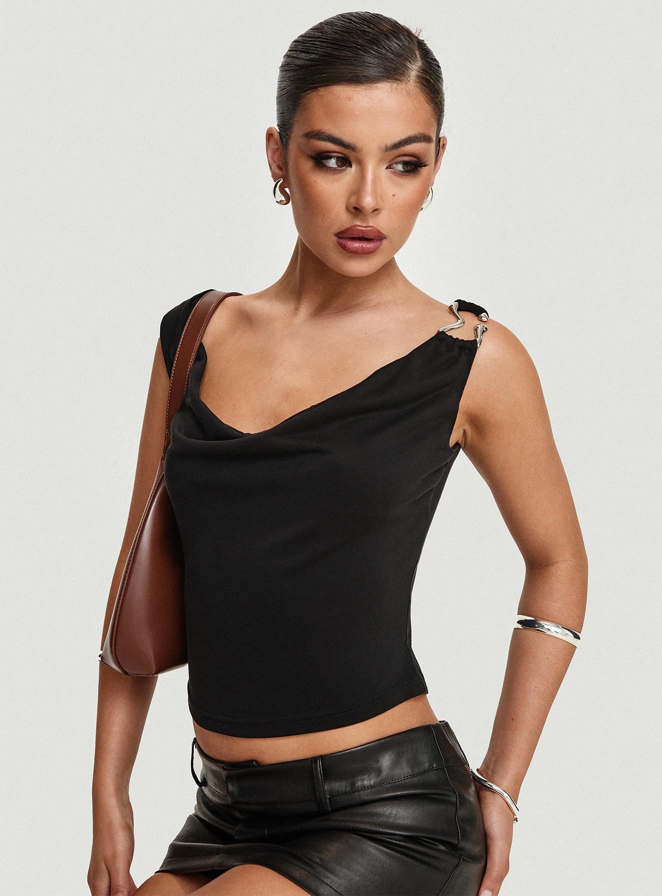 Quincey Cowl Neck Top Black Shop Offer Cheap Online