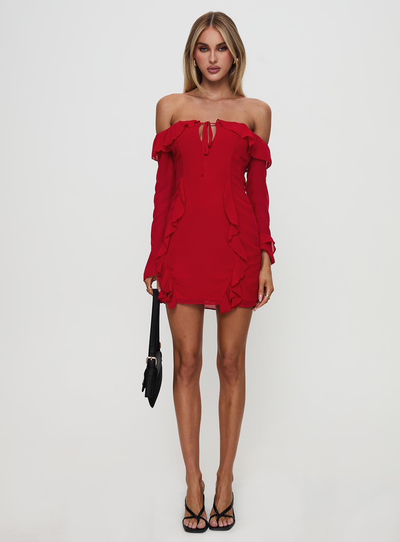 Mollins Long Sleeve Mini Dress Red Sale Lowest Pice