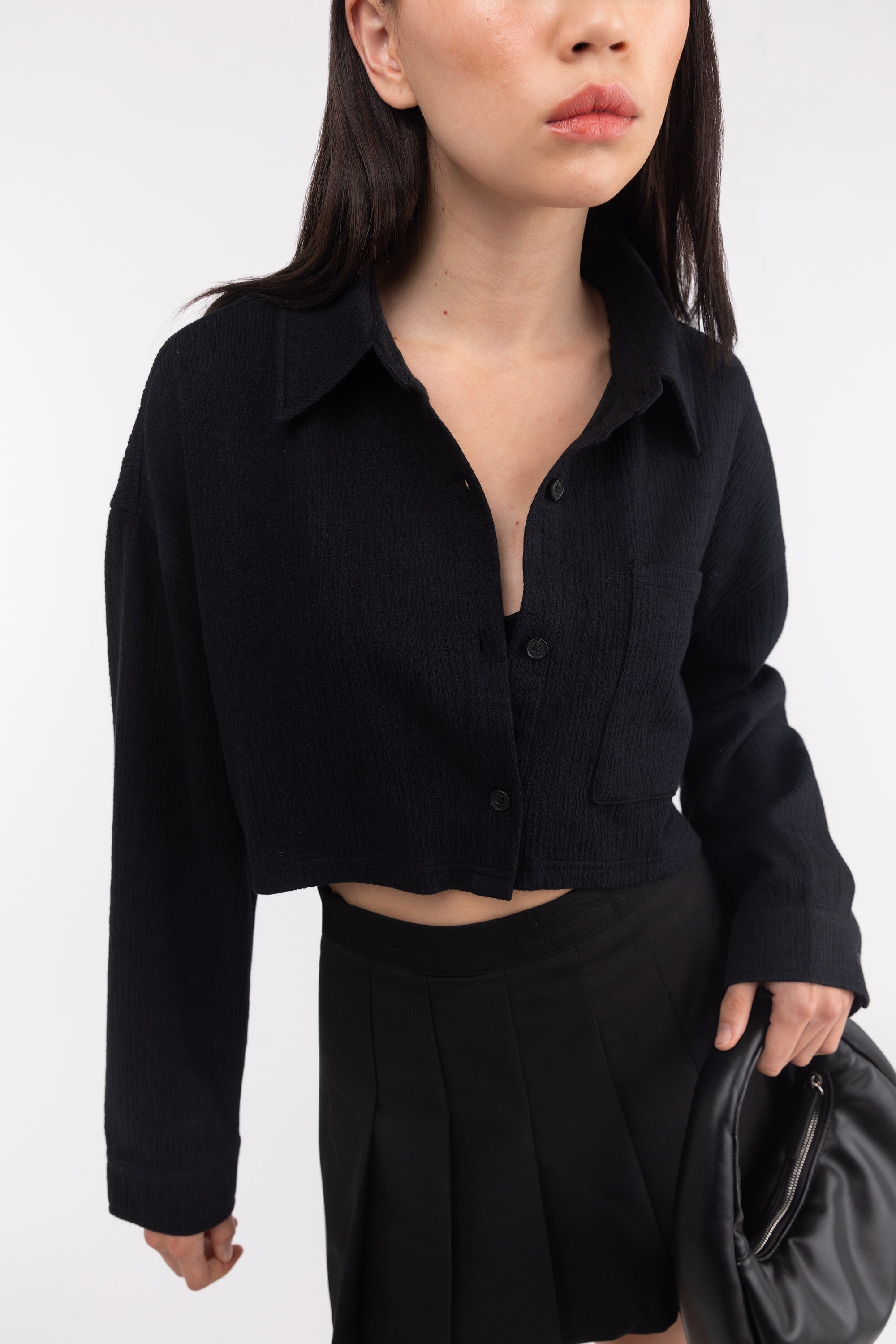 CROPPED OVERSIZED KNIT SHIRT Clearance Pictures