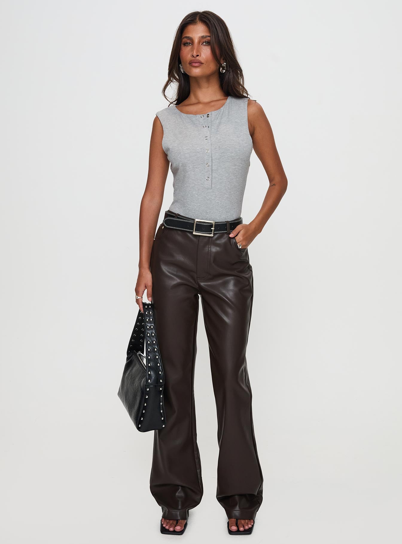 Good Impression Button Up Bodysuit Grey Get Authentic