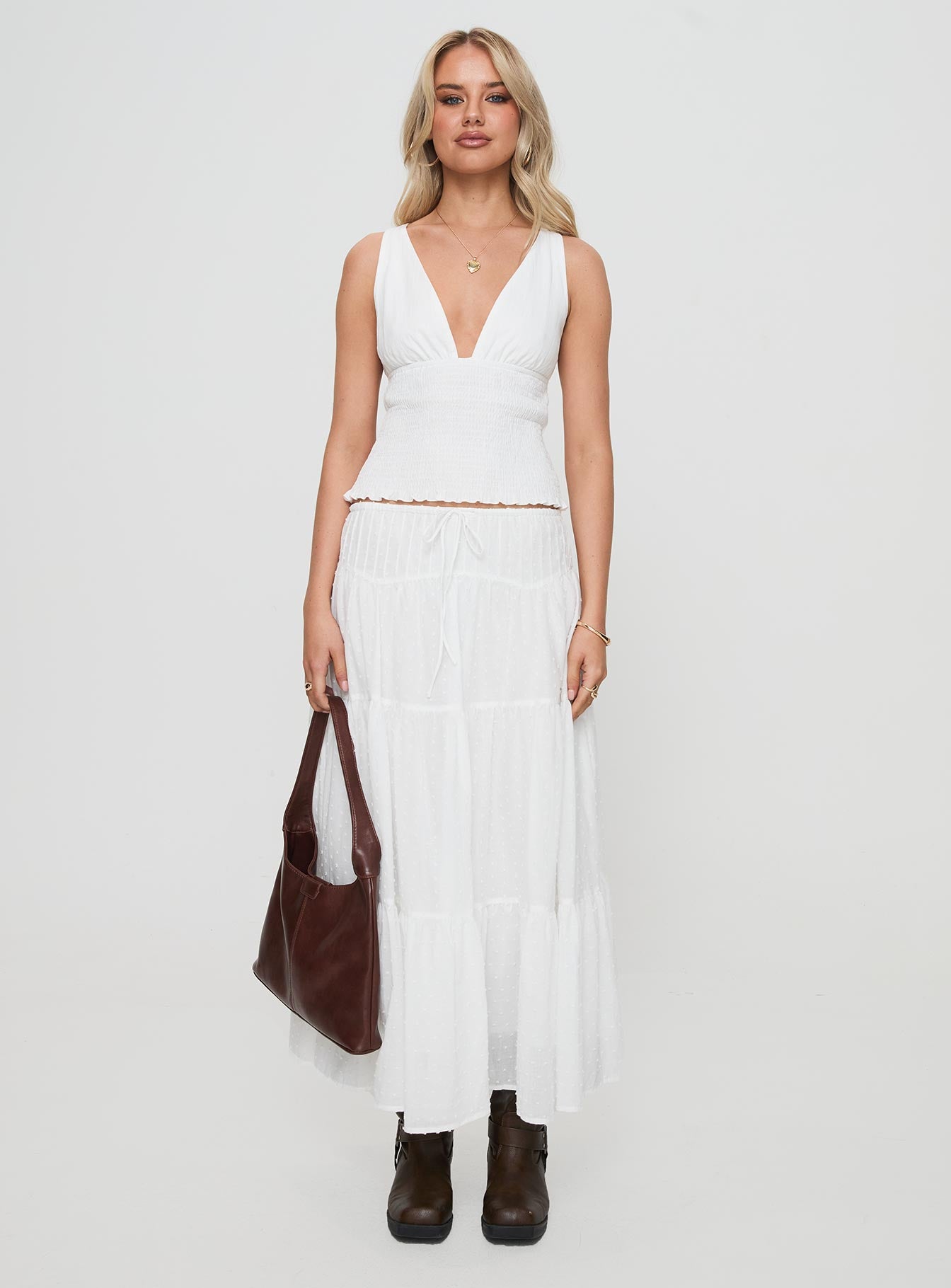 Cherry On Top Maxi Skirt White Limited Edition Sale Online