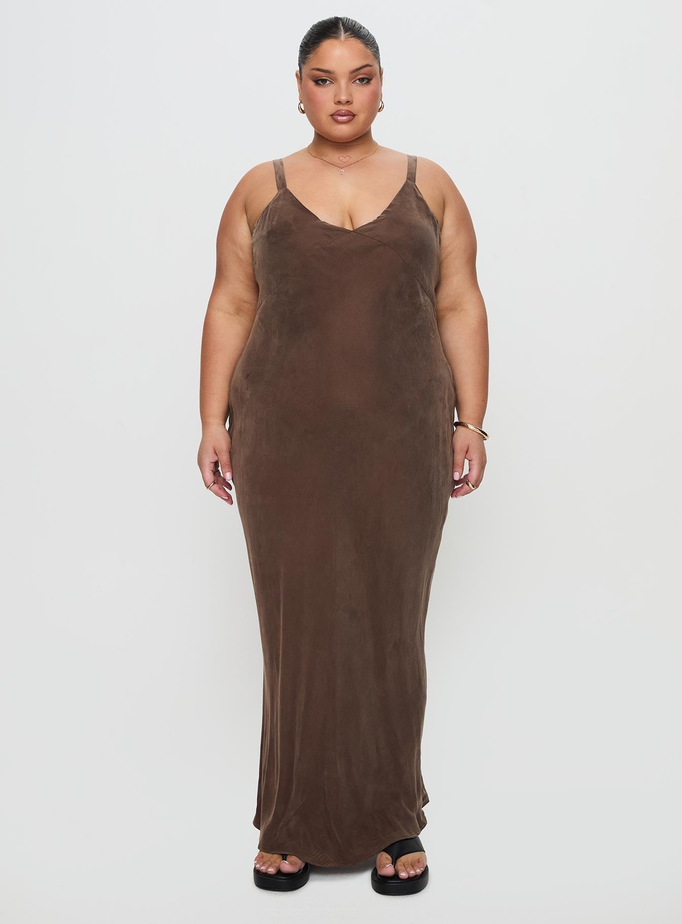 Laurette Maxi Dress Brown Curve Sale Cheapest