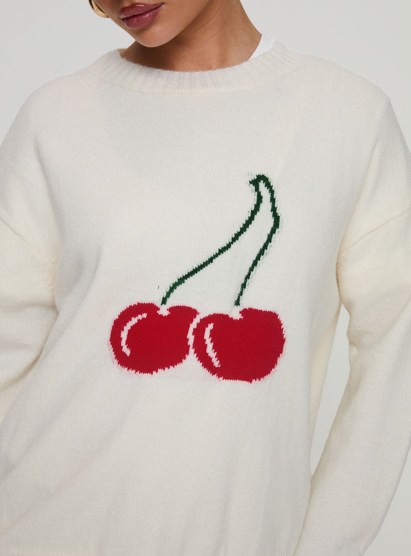 Cherry Dreams Knit Jumper Cream Choice Cheap Pice