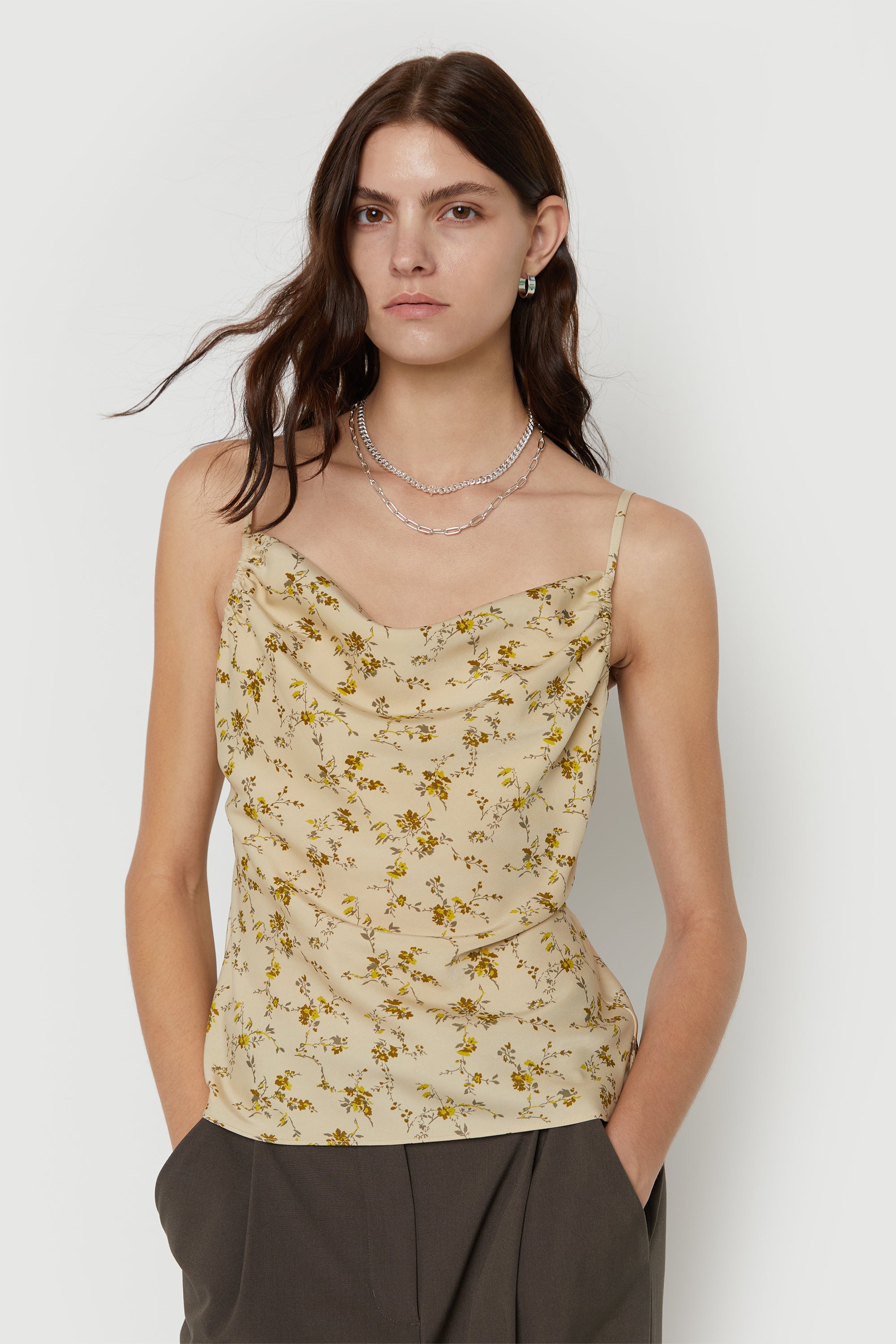 FLORAL SATIN TANK TOP Buy Cheap Footlocker Finishline