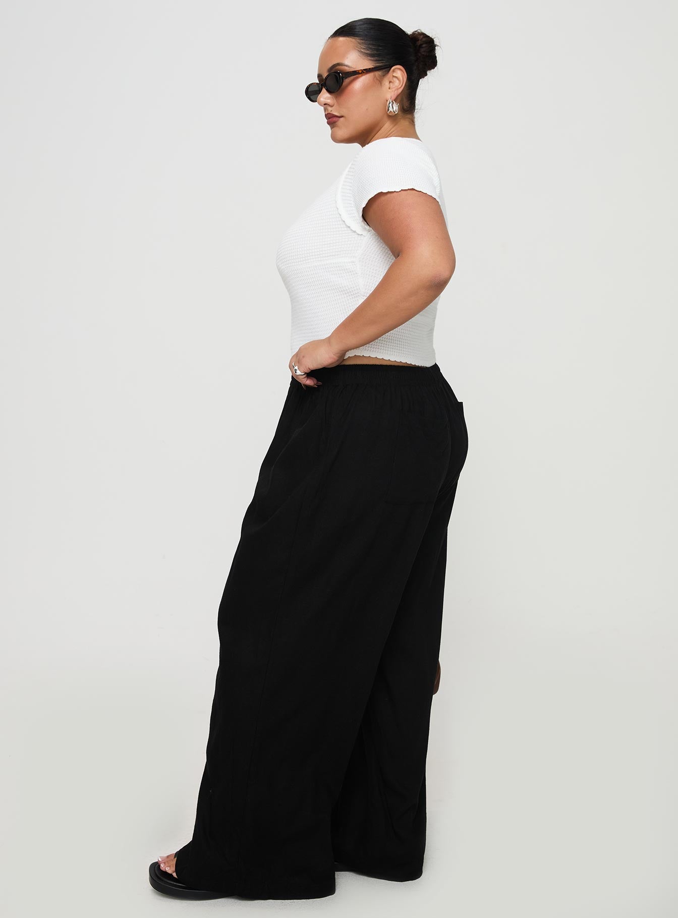 Louis Linen Blend Pants Black Curve Choice Online