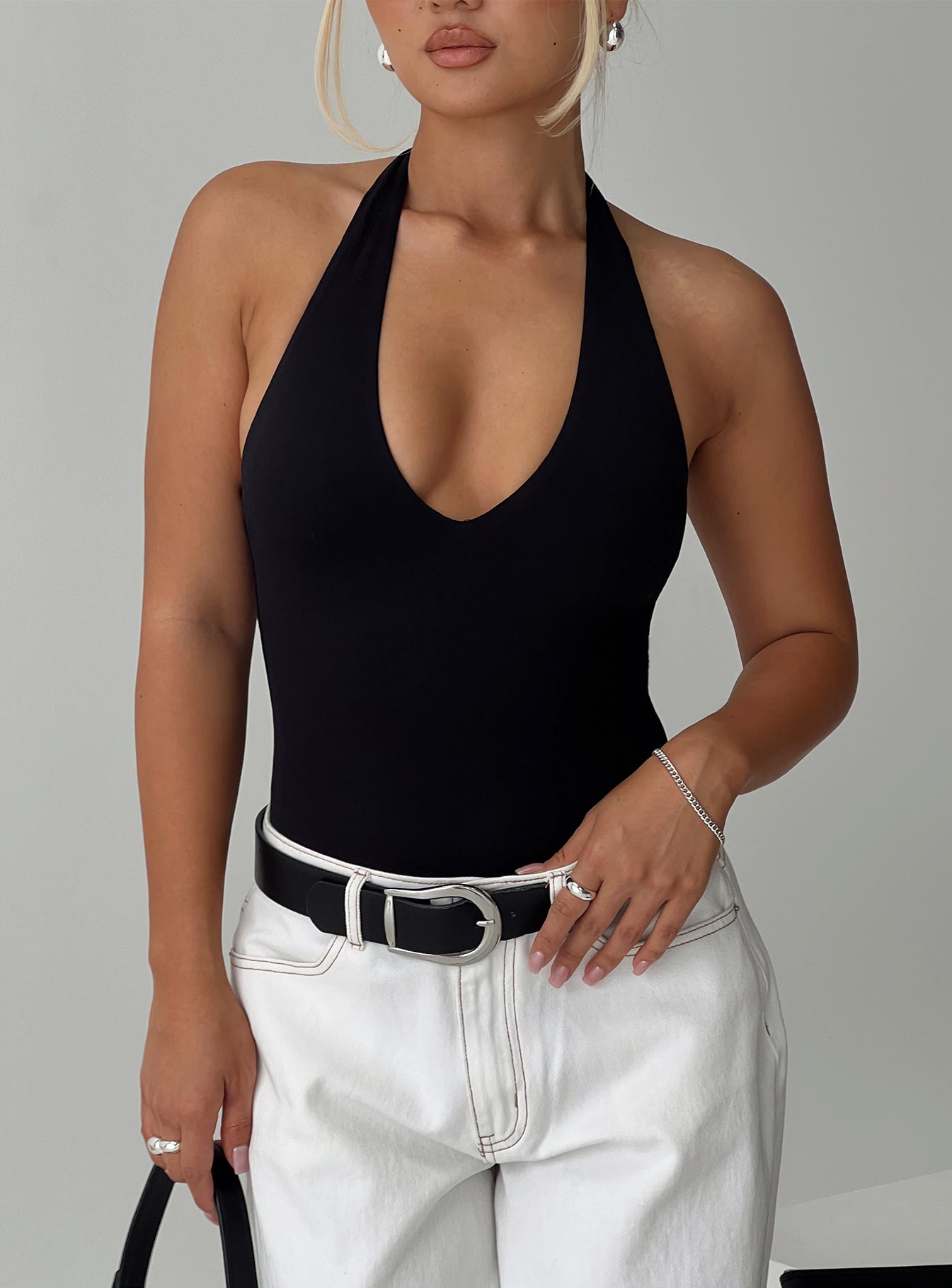 Someone New Halter Bodysuit Black Tall For Sale Finishline