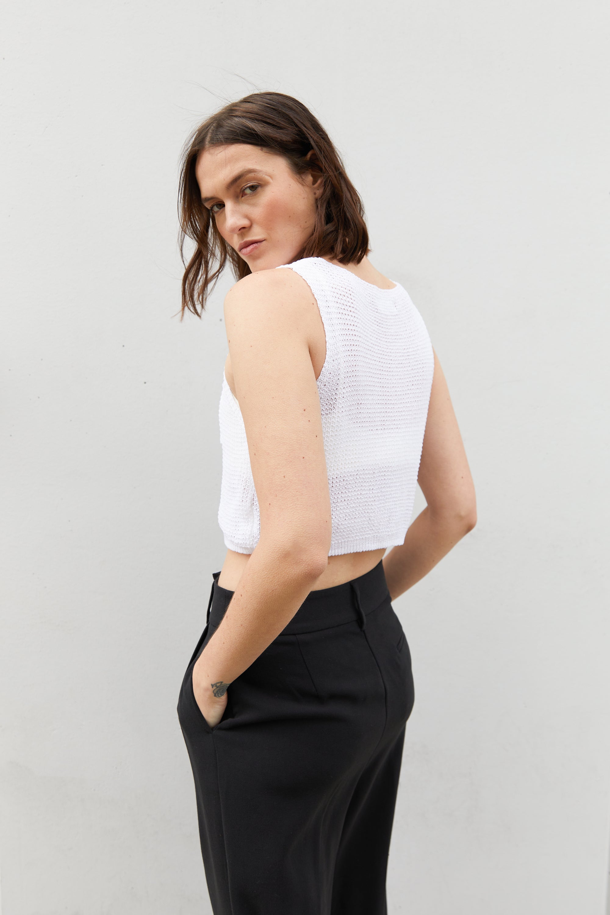 LOOSE KNIT CROPPED TANK Buy Sale Online