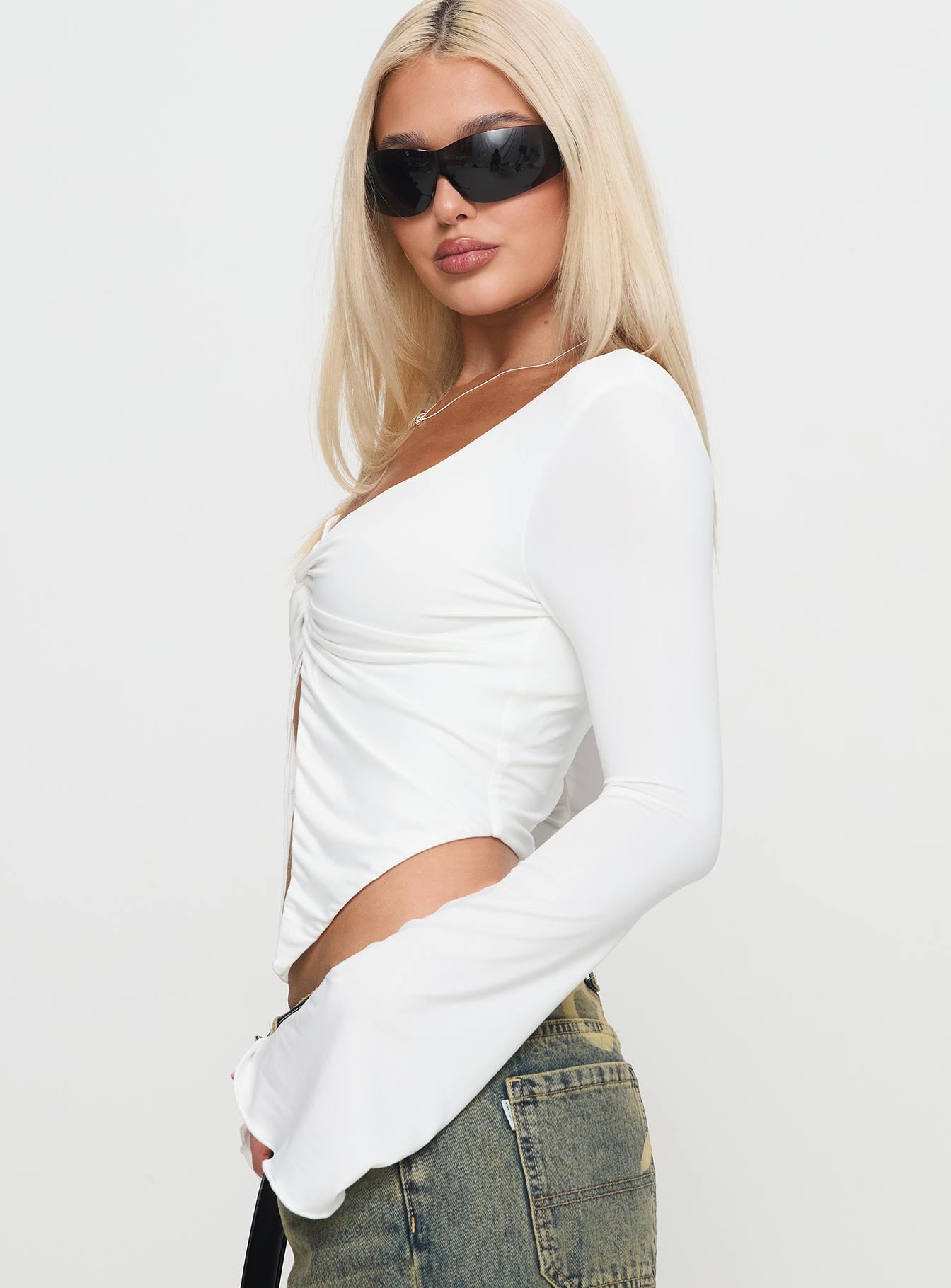 Holli Long Sleeve Twist Top White Websites For Sale