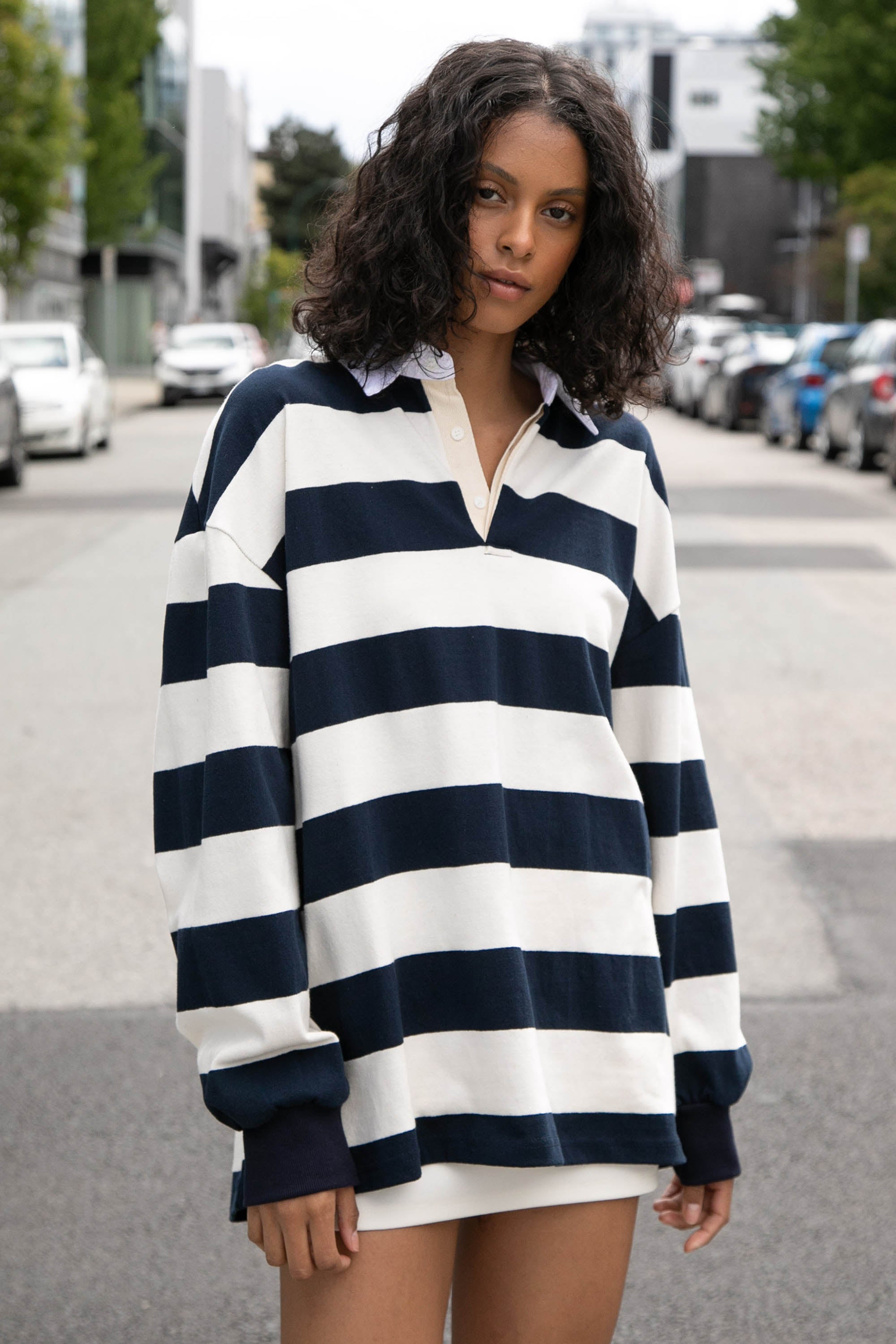 OVERSIZED STRIPED RUGBY SHIRT Cheap Sale Finishline