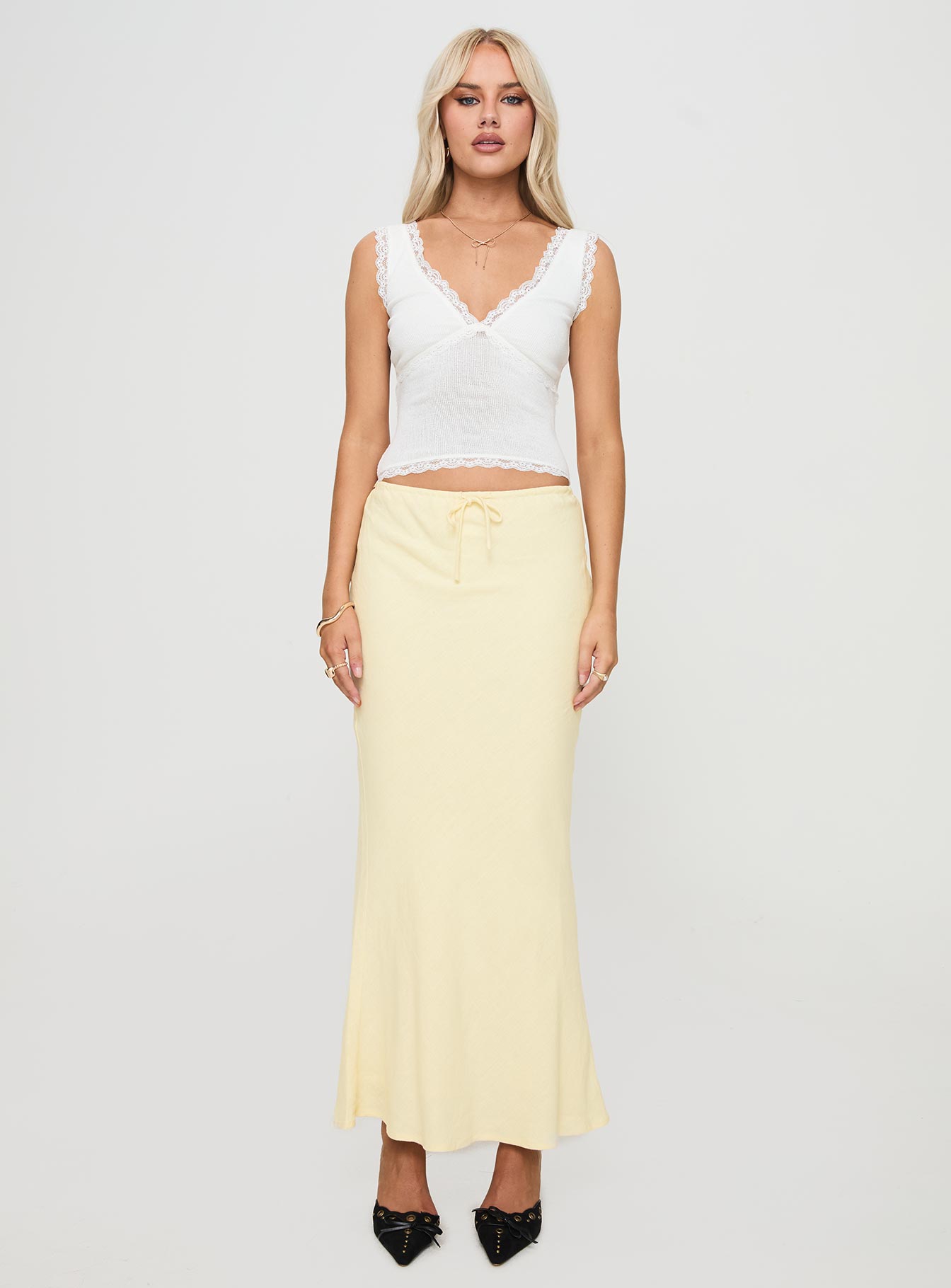 Mercer Linen Blend Maxi Skirt Lemon Cheap Footlocker Finishline