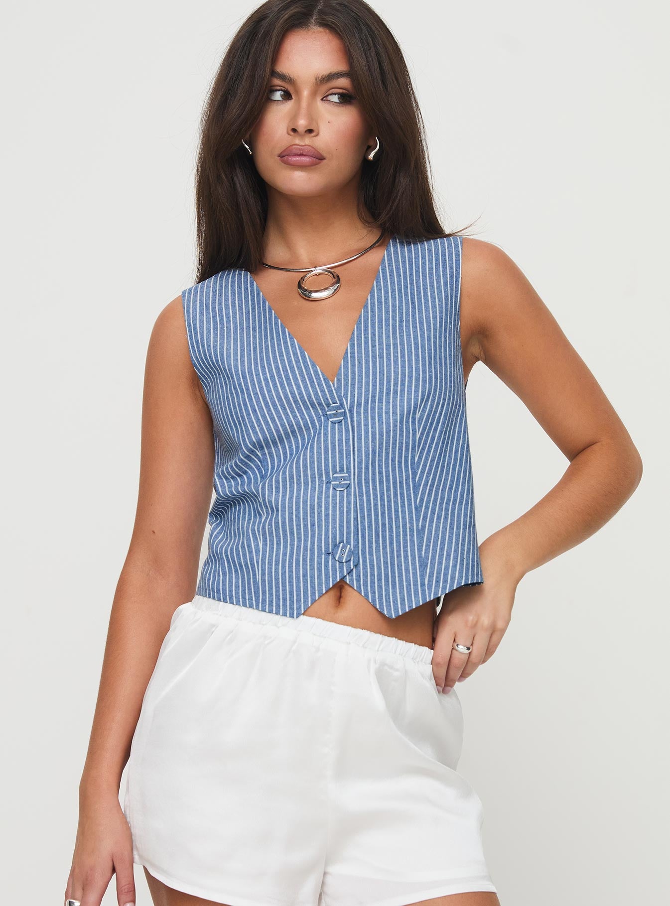 Veridian Vest Blue Stripe Cheap Sale Fashionable