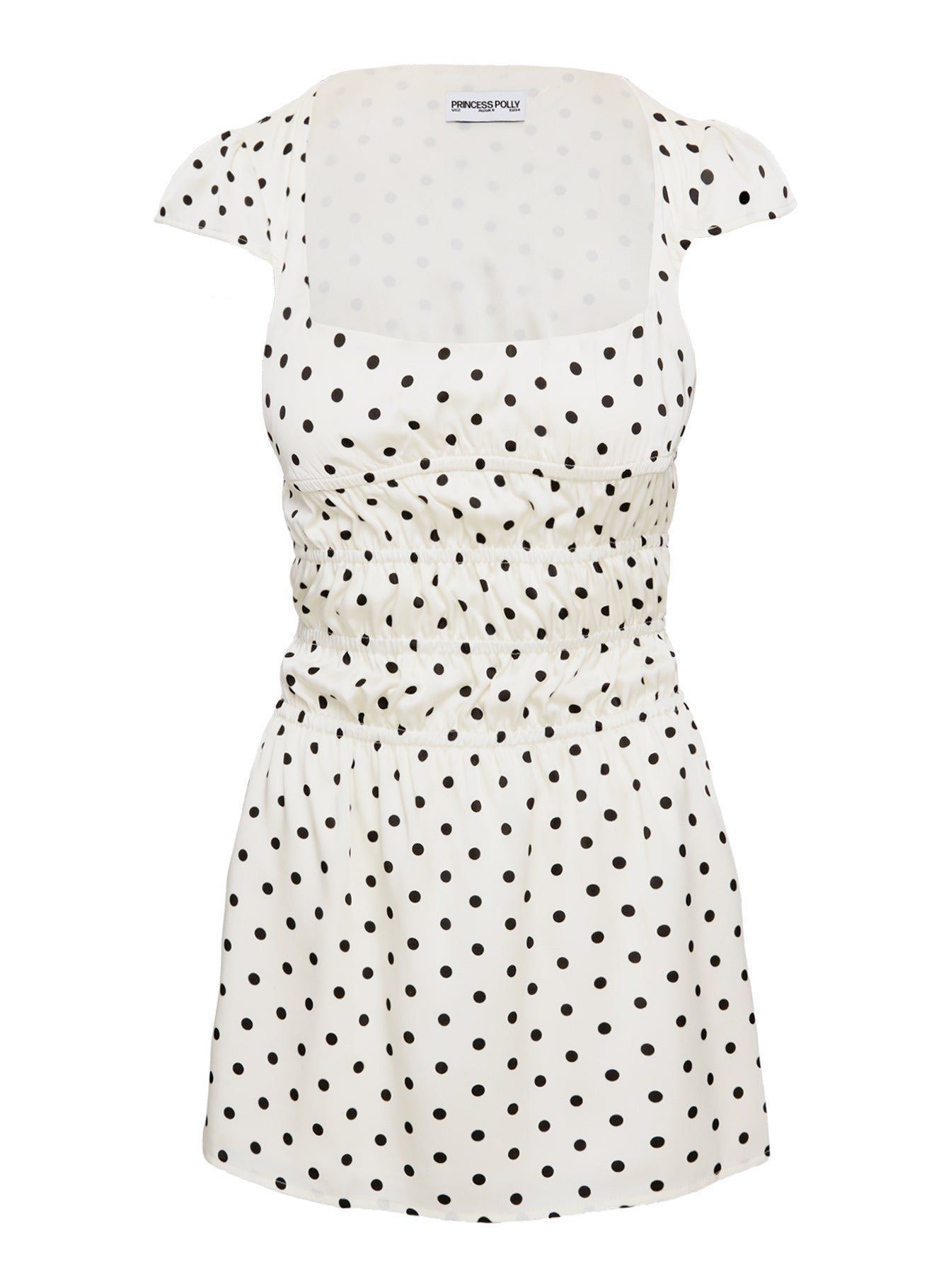 Evangelie Ruched Mini Dress White Polka With Paypal