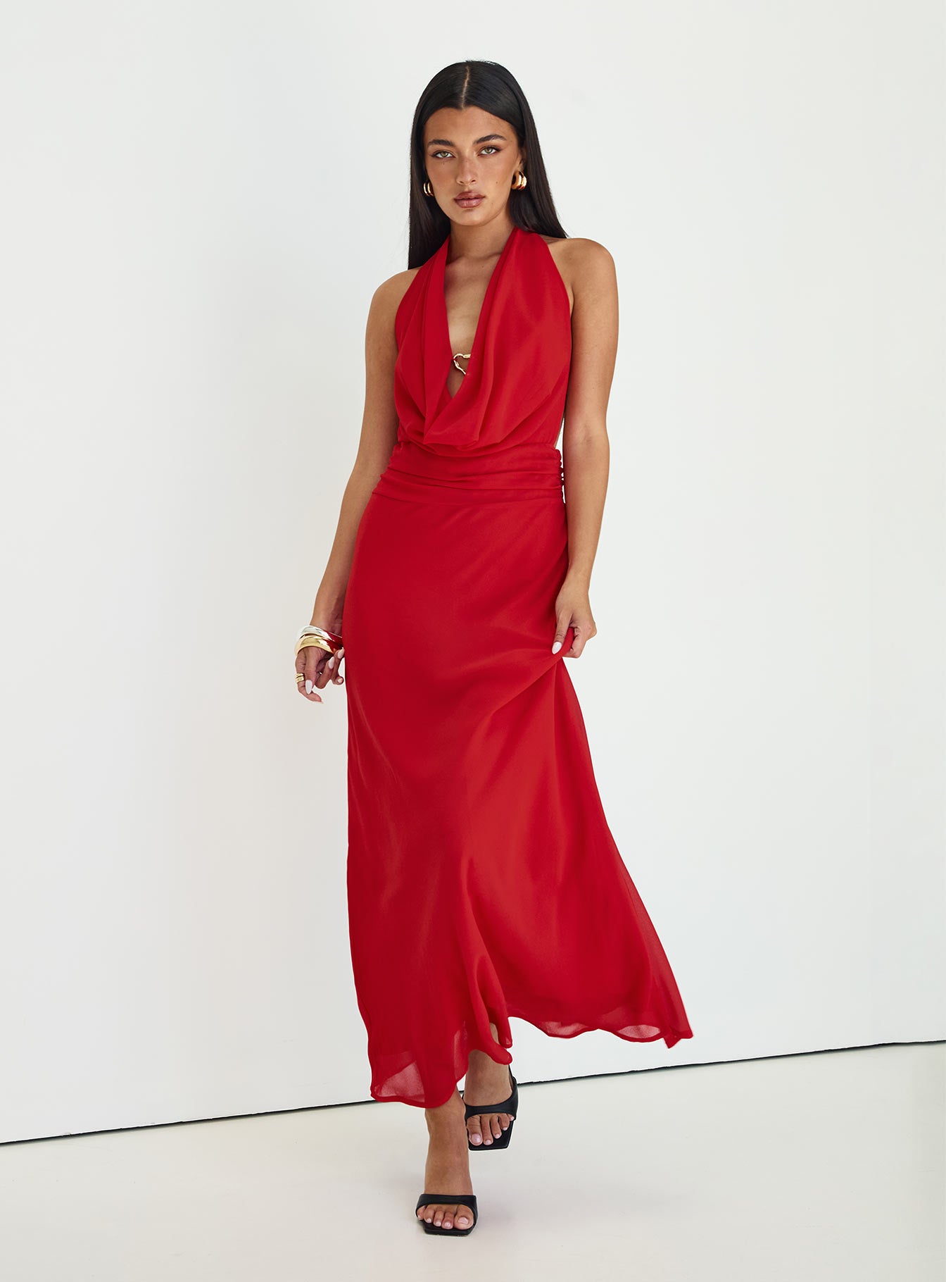 Alejandria Cowl Neck Maxi Dress Red Outlet Free Shipping Authentic