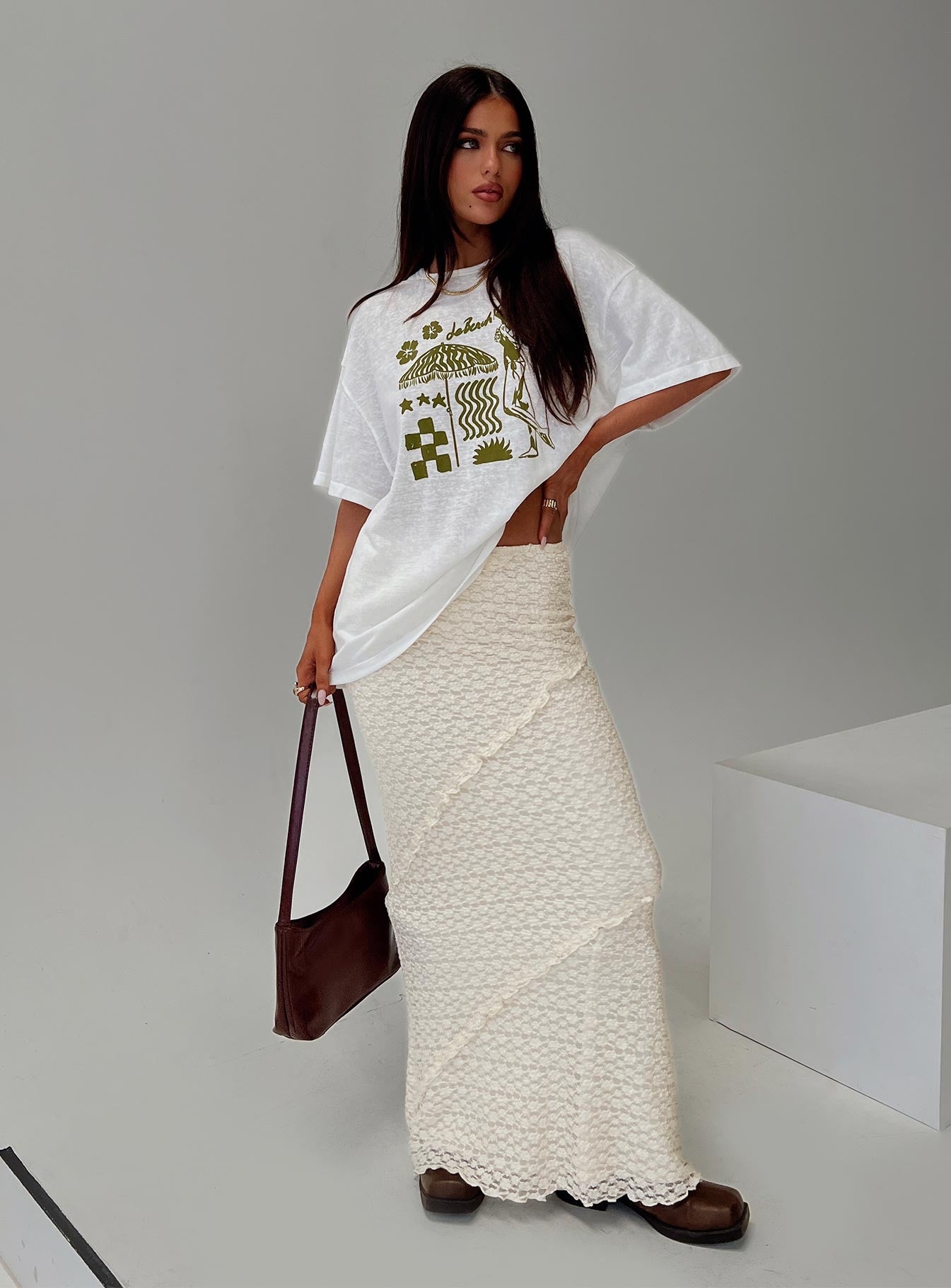 Incandescent Maxi Skirt Cream Free Shipping Shop For