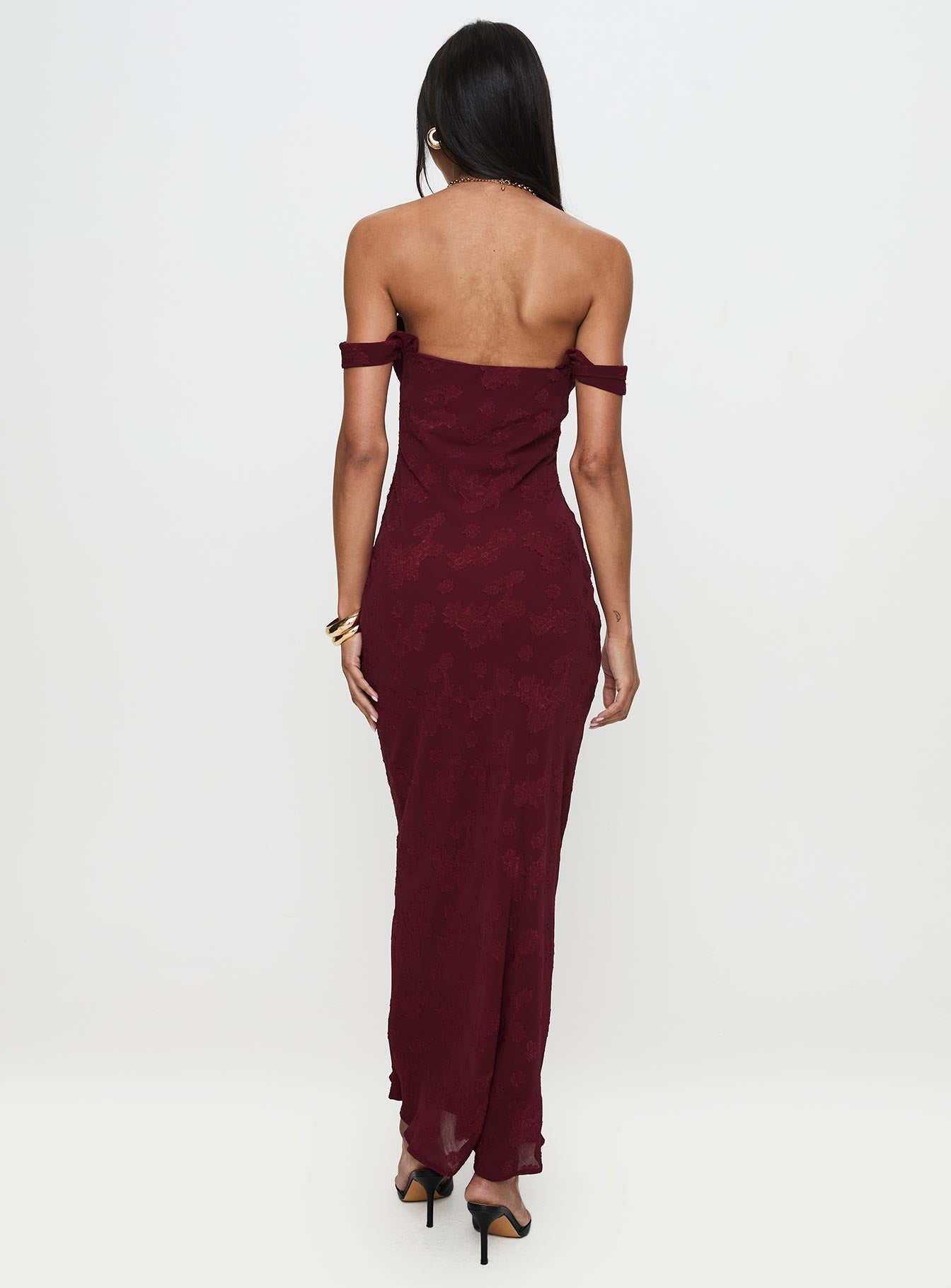 Azura Off The Shoulder Maxi Dress Burgundy Cheap Purchase