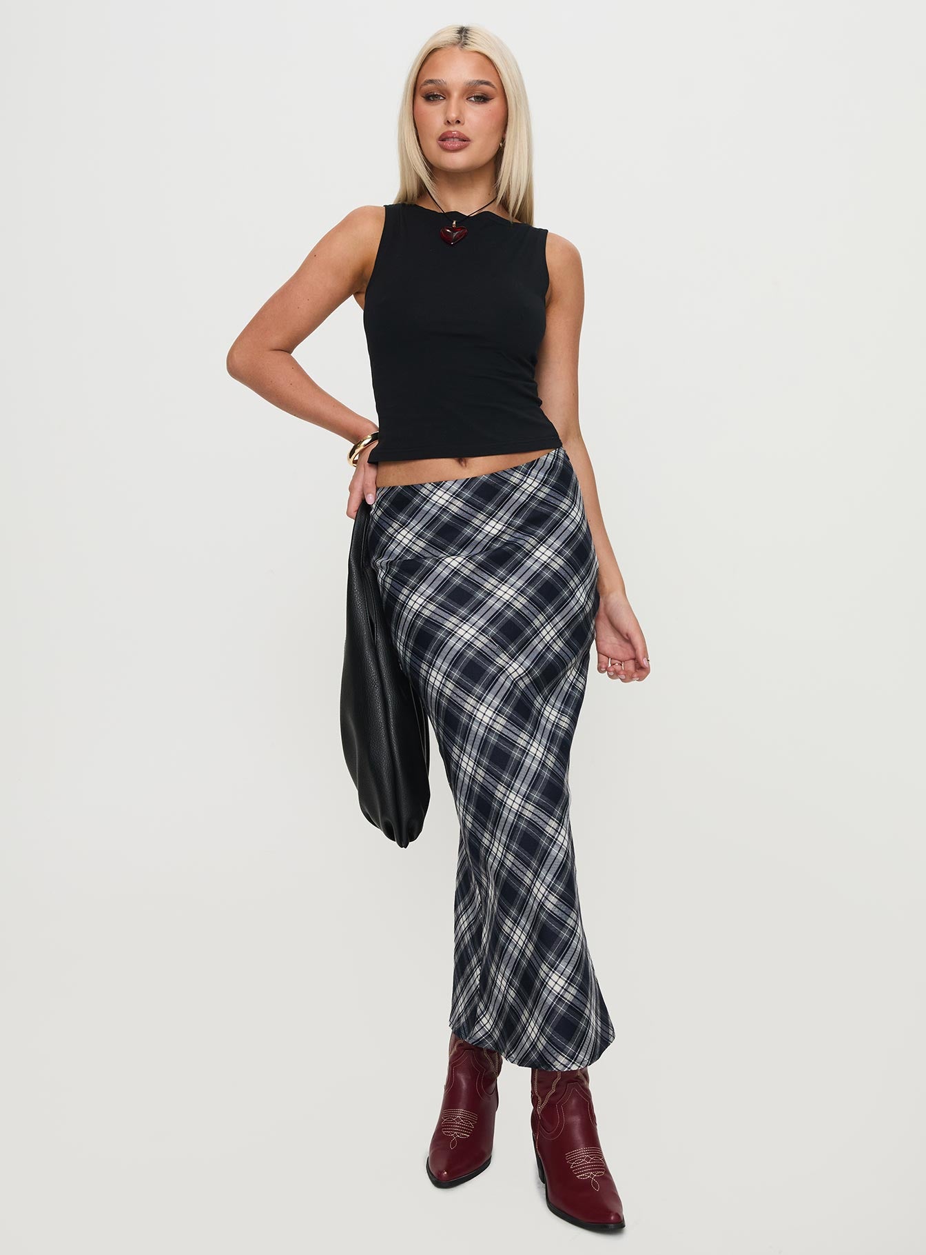 Everlie Low Waist Maxi Skirt Check Multi Latest Cheap Online