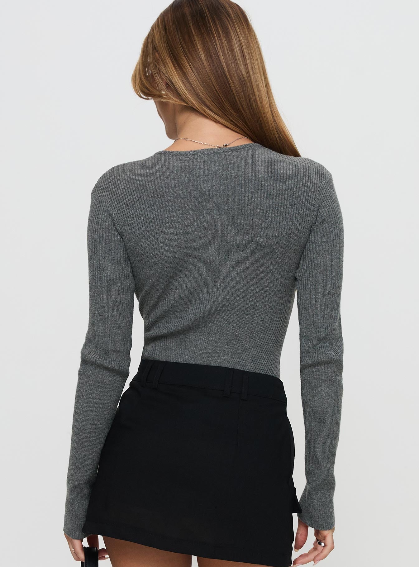 Kerra Long Sleeve Bodysuit Charcoal Low Pice For Sale