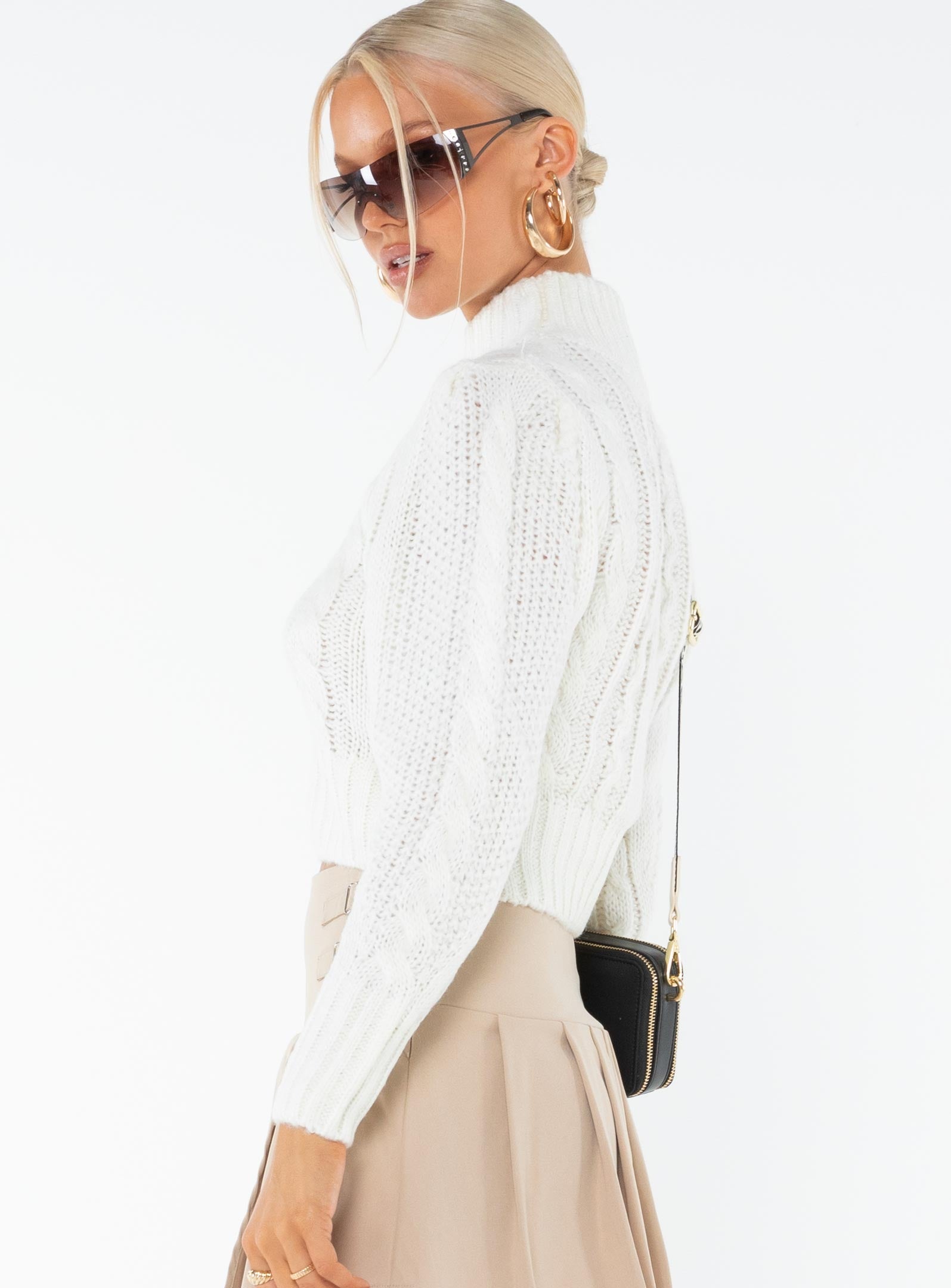 Degi Cropped Cable Sweater White With Paypal Sale Online