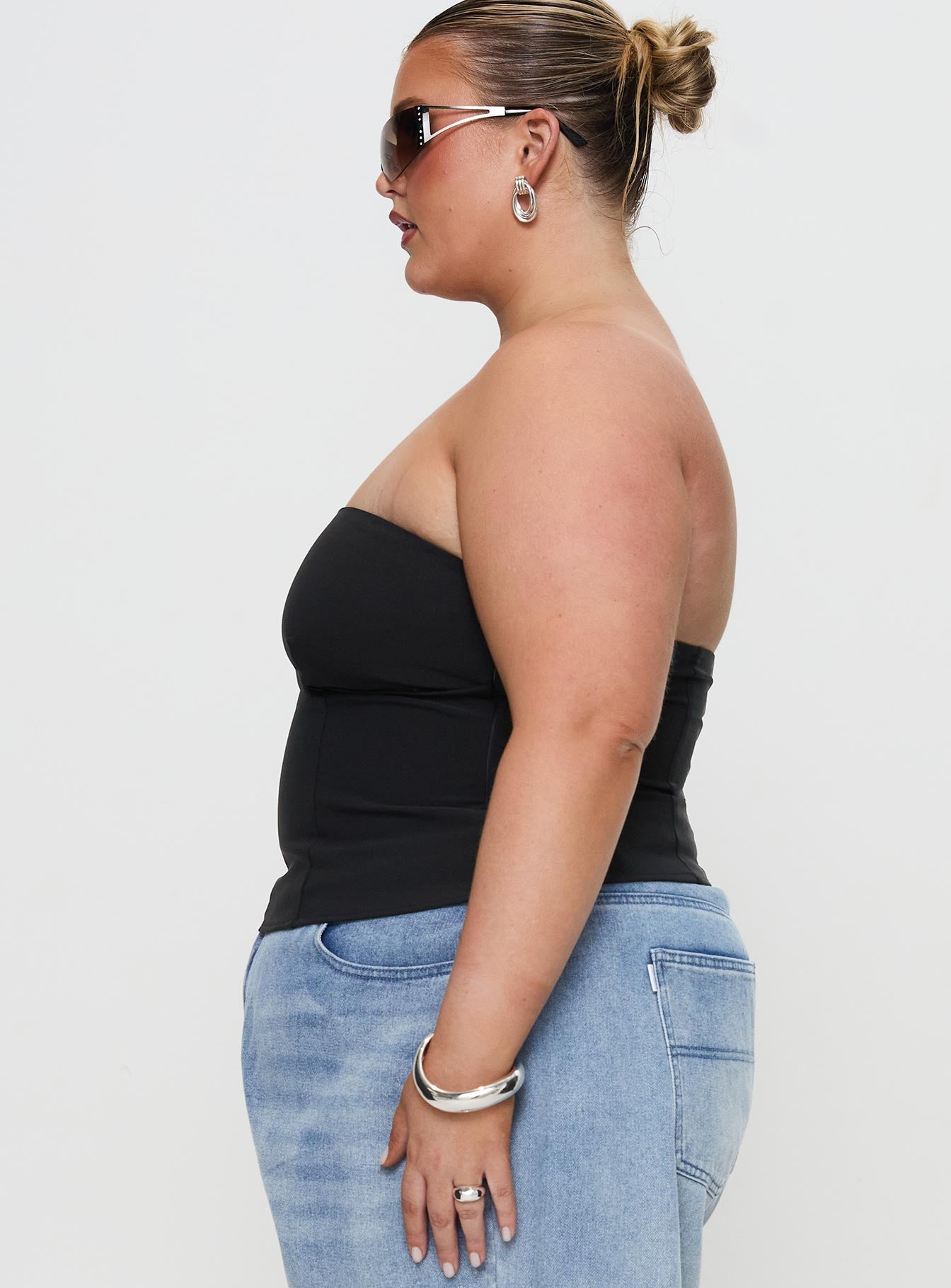 Flounce Strapless Top Black Curve Outlet Exclusive