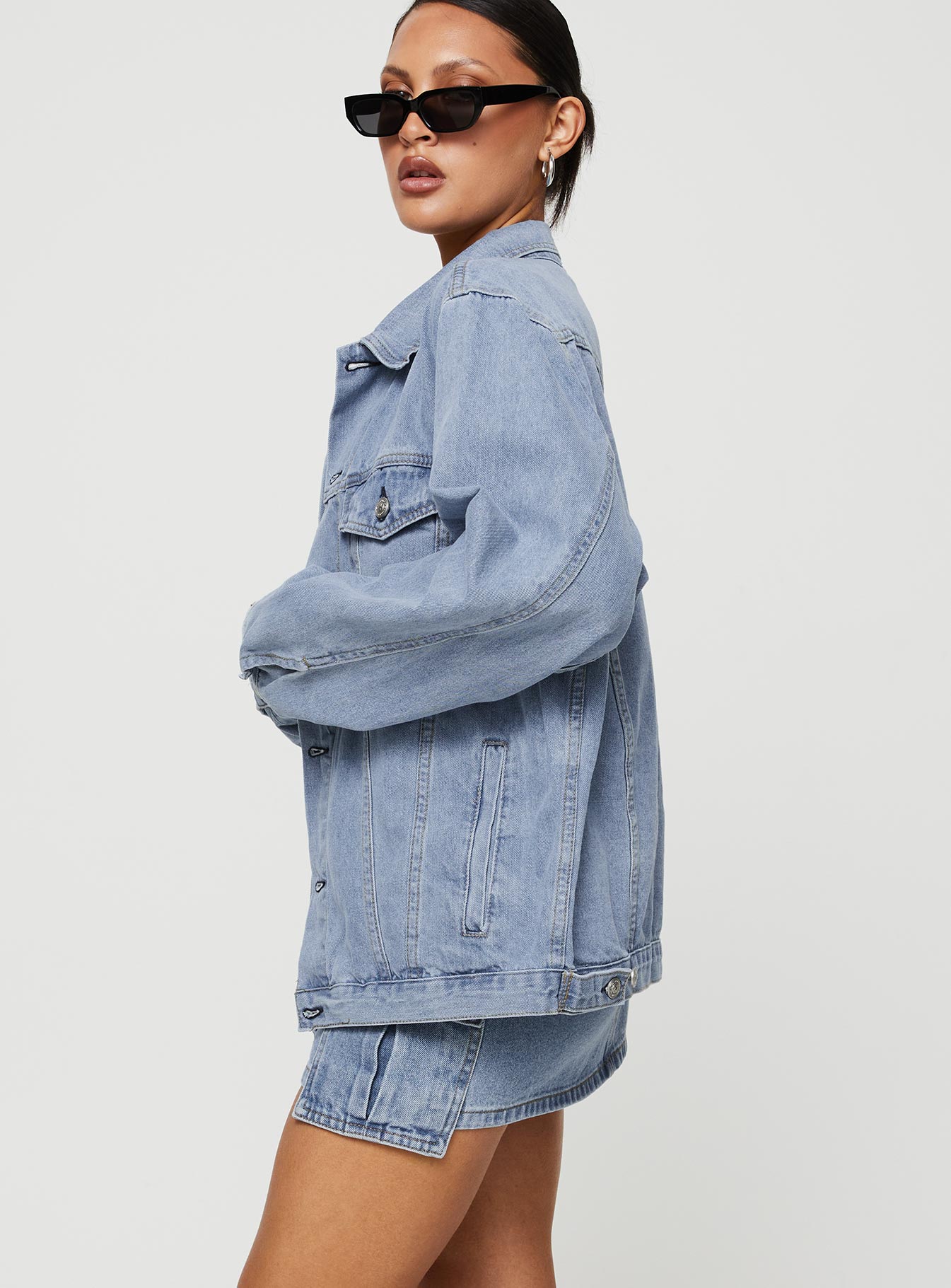 Western Denim Jacket Pale Blue Marketable Cheap Pice