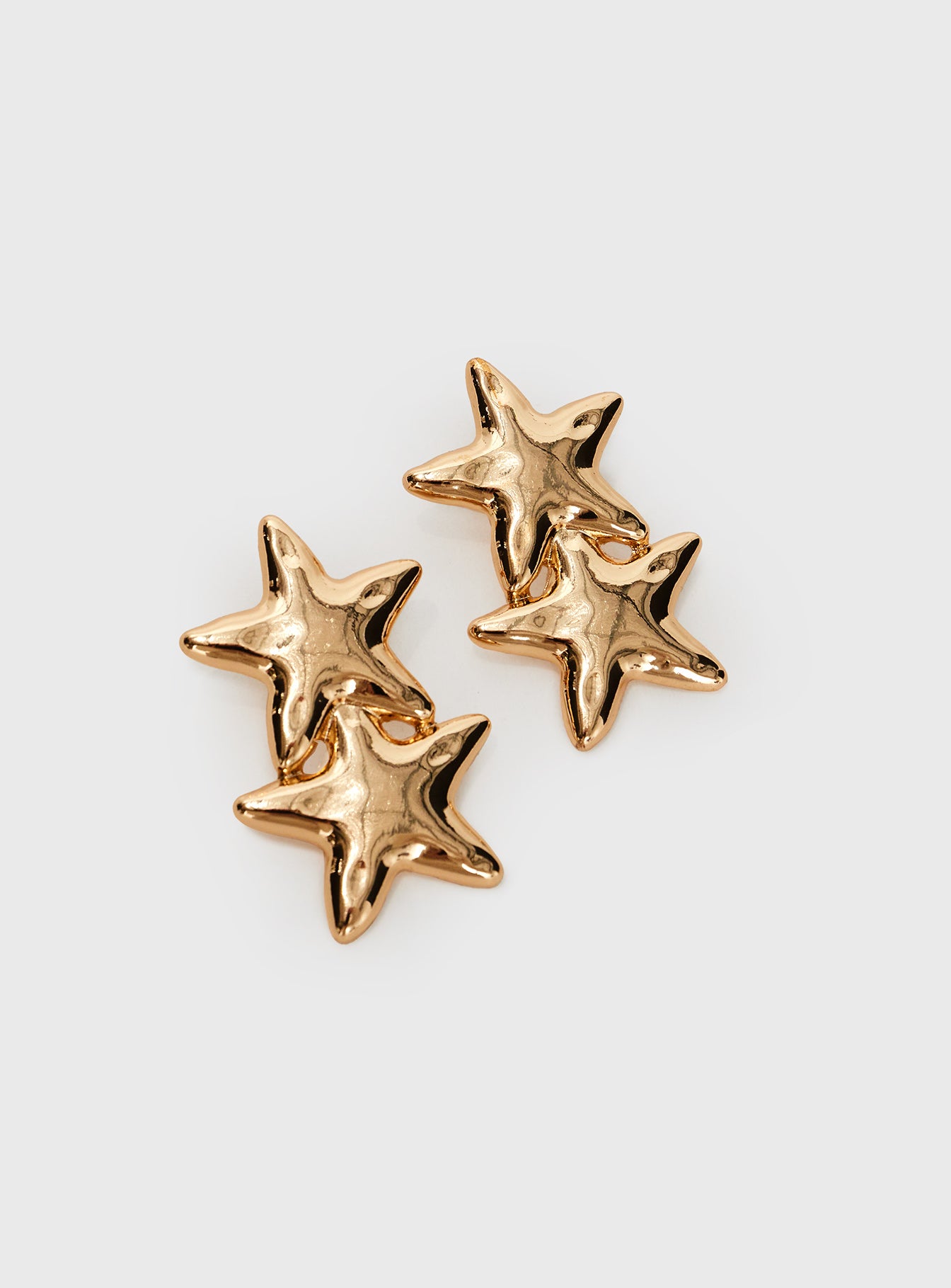 Double Star Earrings Gold Clearance Original