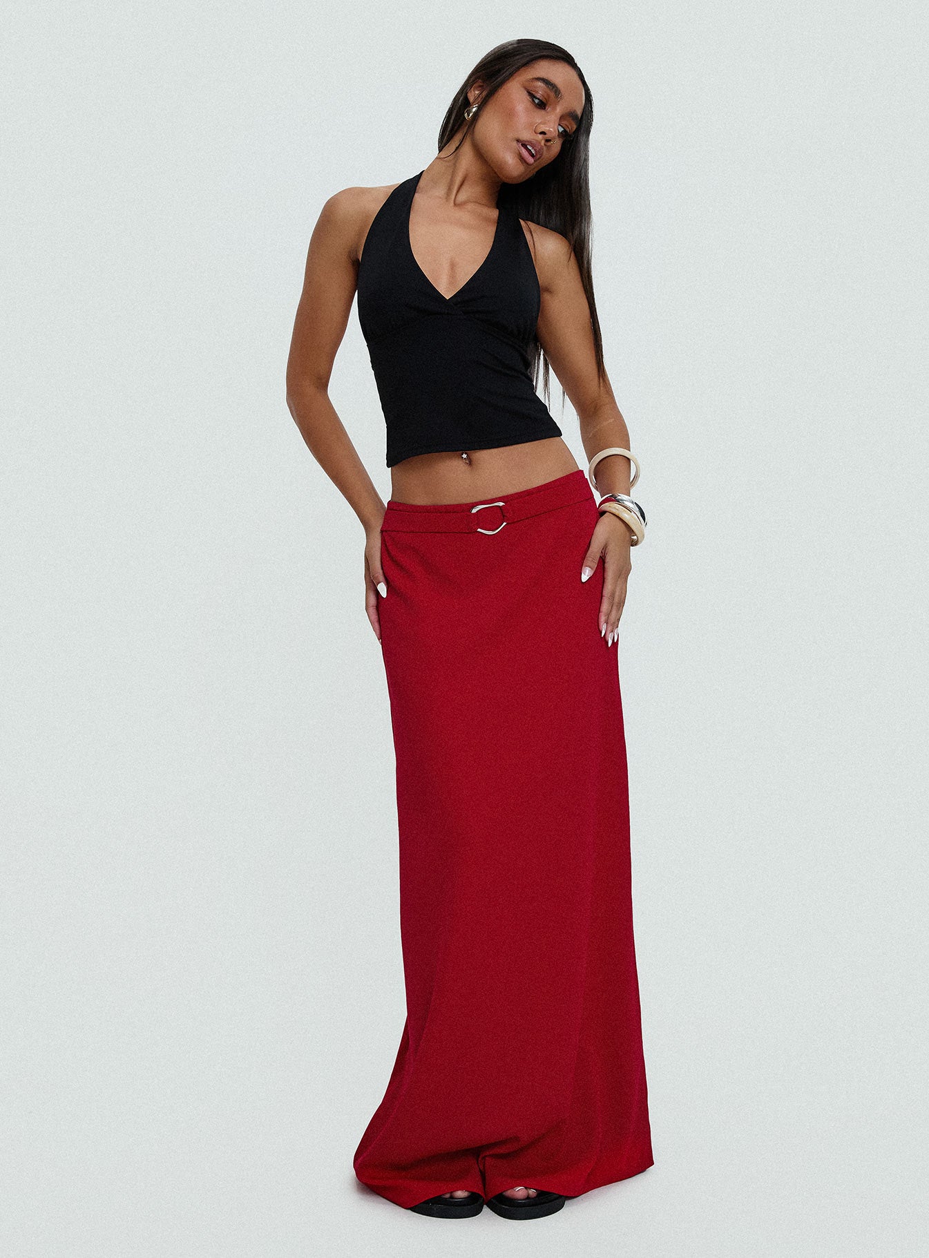 Devoted Maxi Skirt Red Cheap Websites