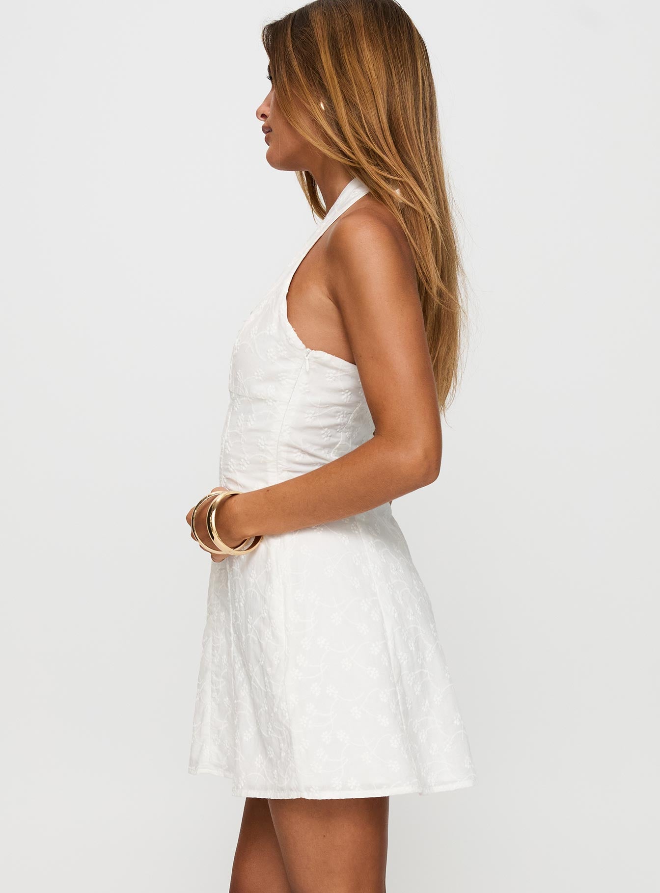 Lovelia Halter Embroidered Mini Dress White Pices Cheap Online