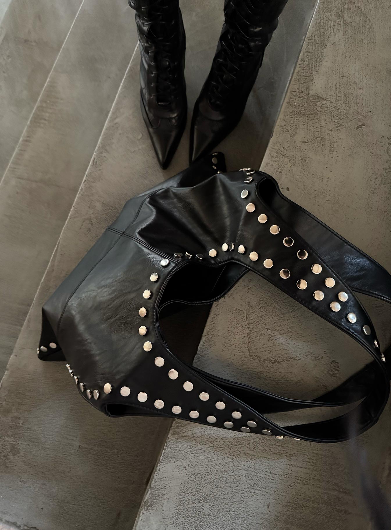 Tell The Truth Studded Bag Black / Silver Newest For Sale