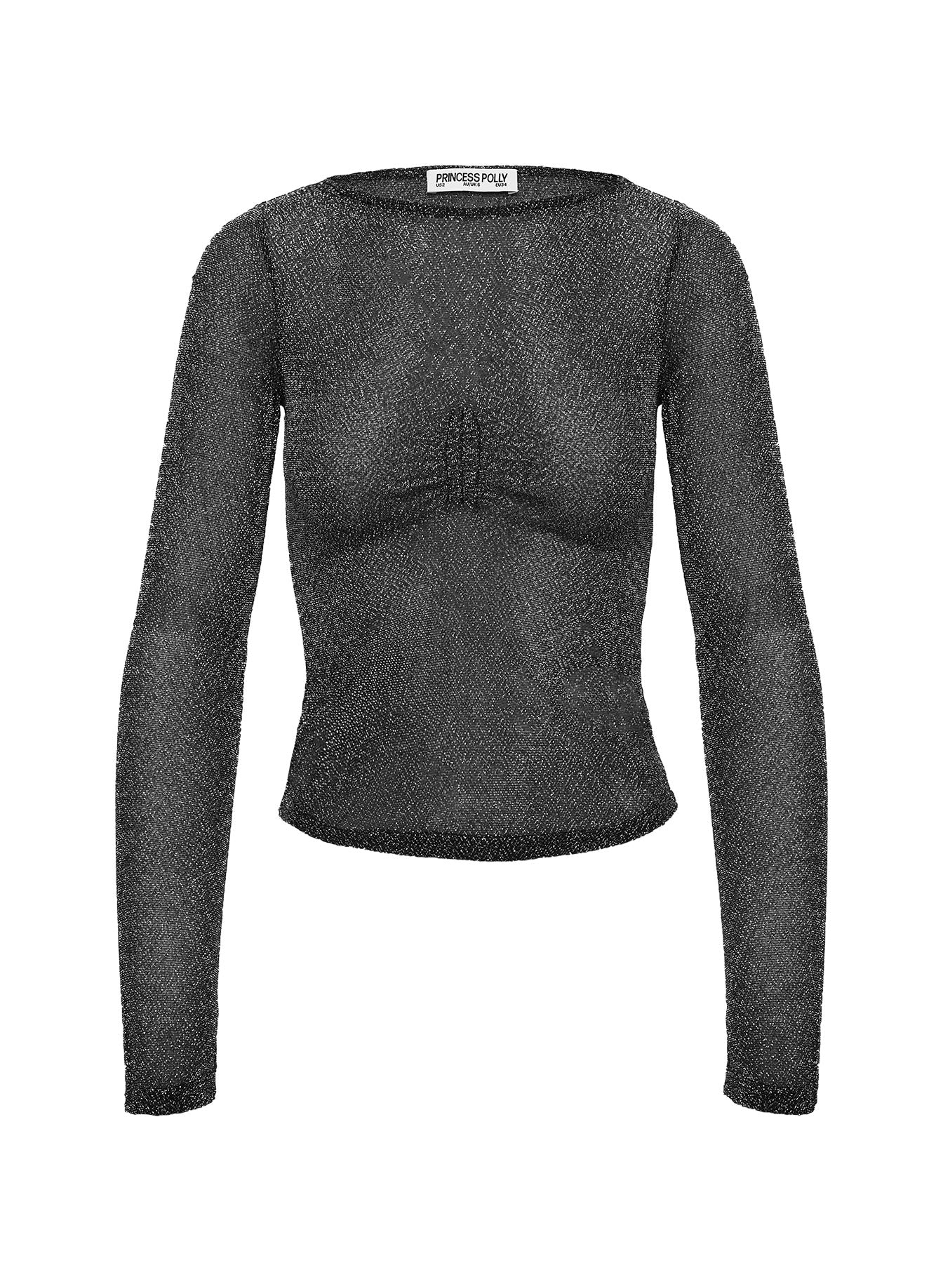 Crystal Clear Long Sleeve Mesh Top Black / Silver Footlocker Finishline Online