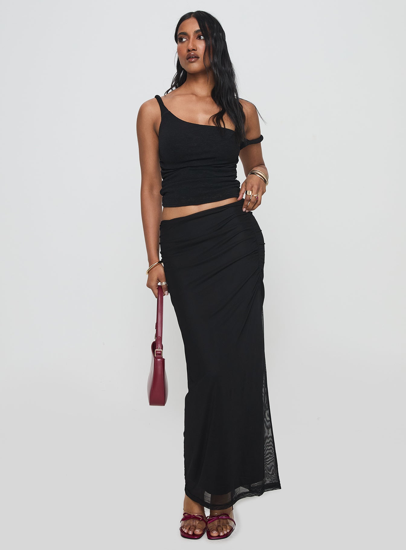 Mastermind Ruched Maxi Skirt Black Outlet Release Dates