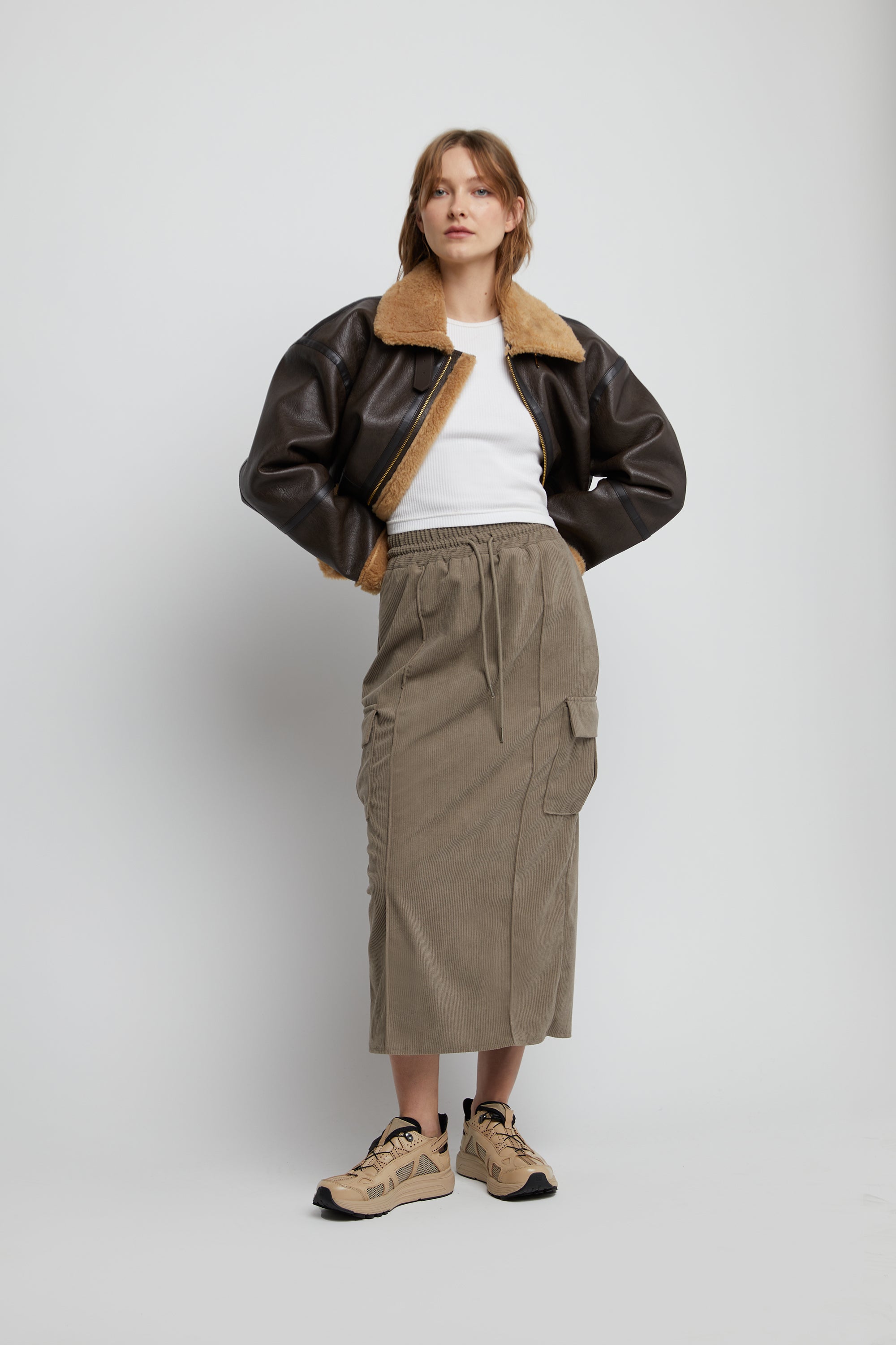 MIDI CORDUROY CARGO SKIRT Cheapest