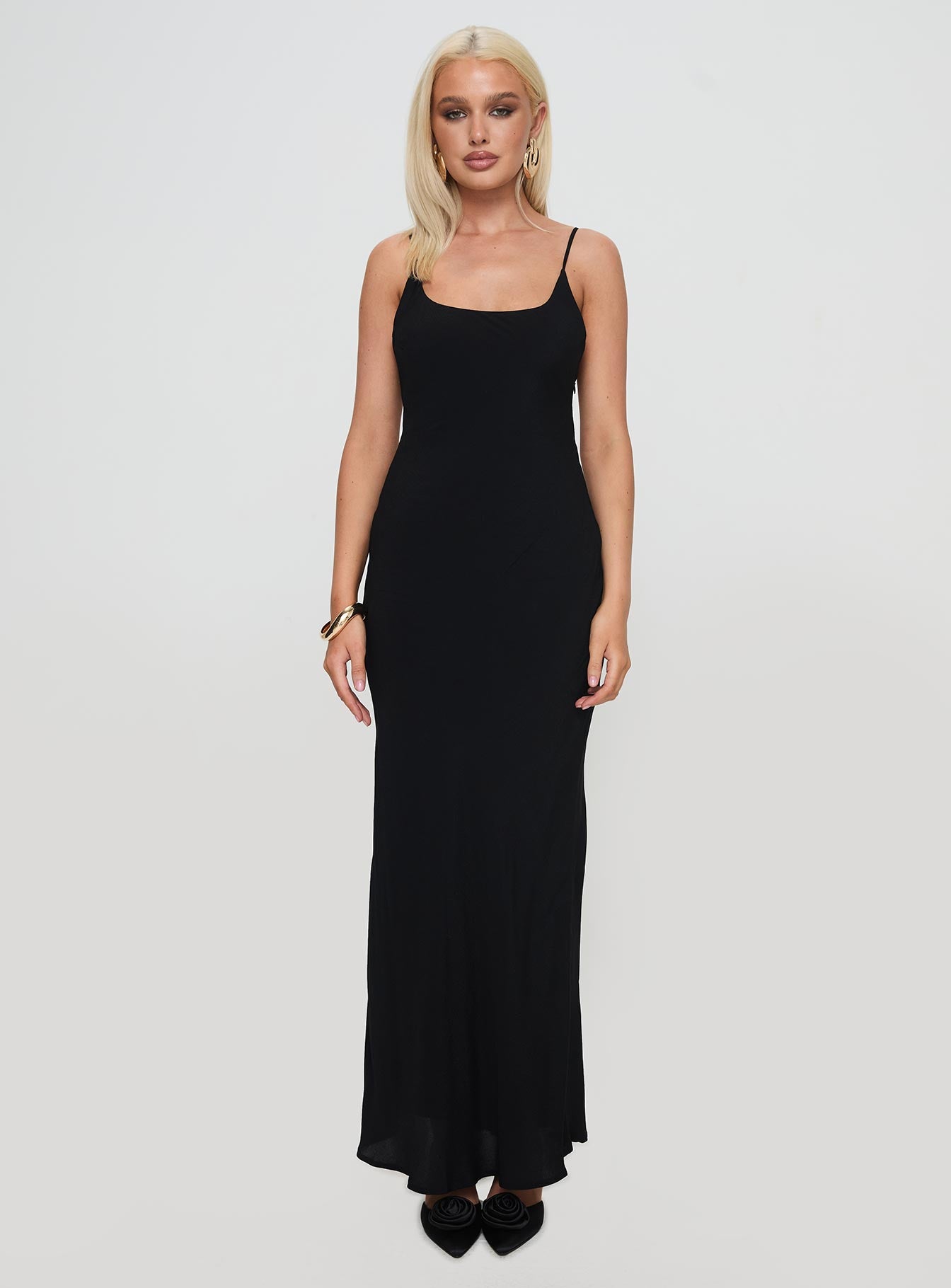 Lagane Bias Cut Maxi Dress Black Sale Best Pices