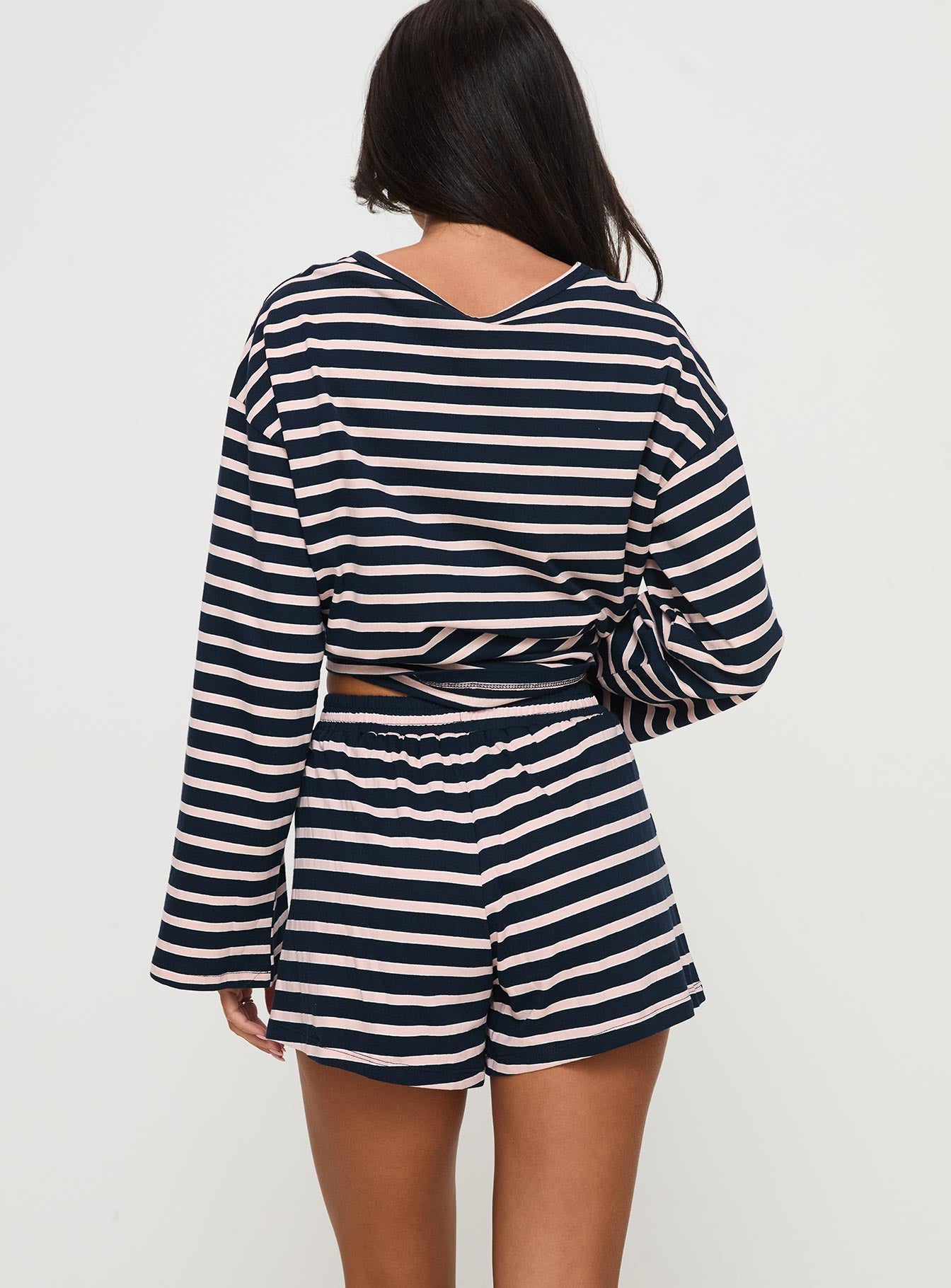 Olive Branch Set Navy / Pink Stripe Fast Delivery For Sale