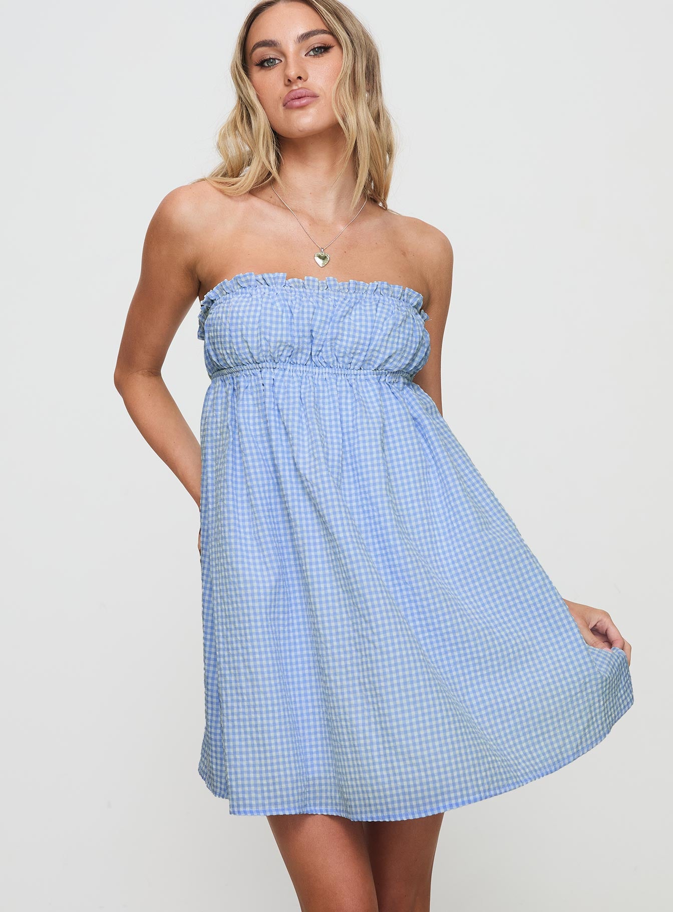 Wynston Mini Dress Blue Gingham Genuine Sale Online
