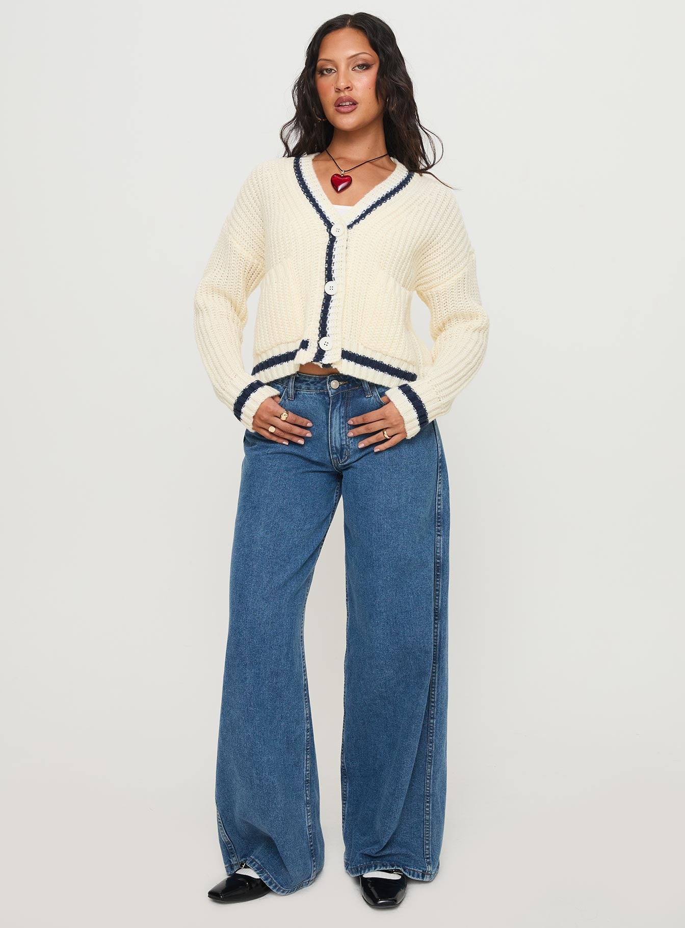 Tavian Knit Cardigan Navy / Cream Outlet Locations