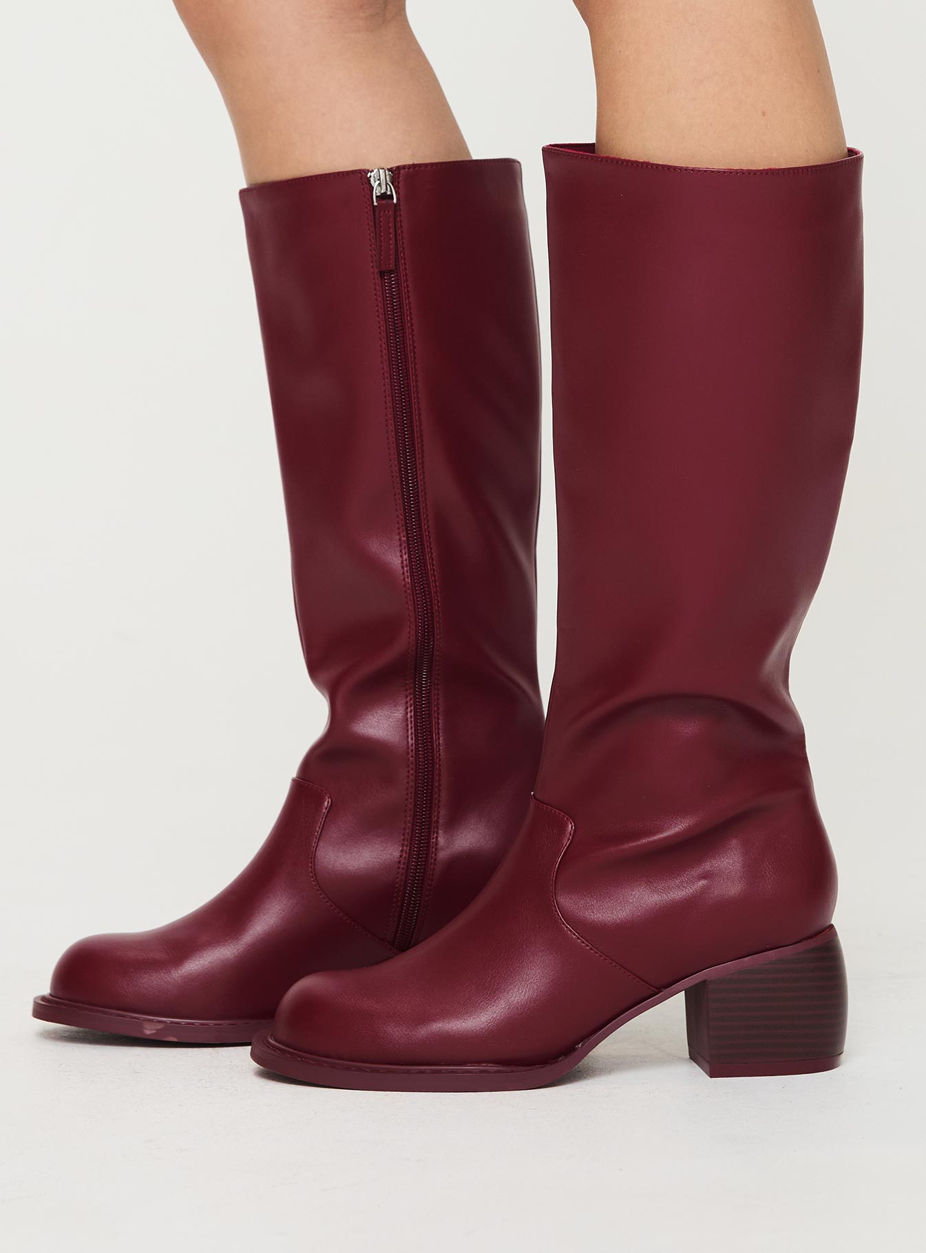 Ella Knee High Boots Burgundy Cheap Sale Many Kinds Of