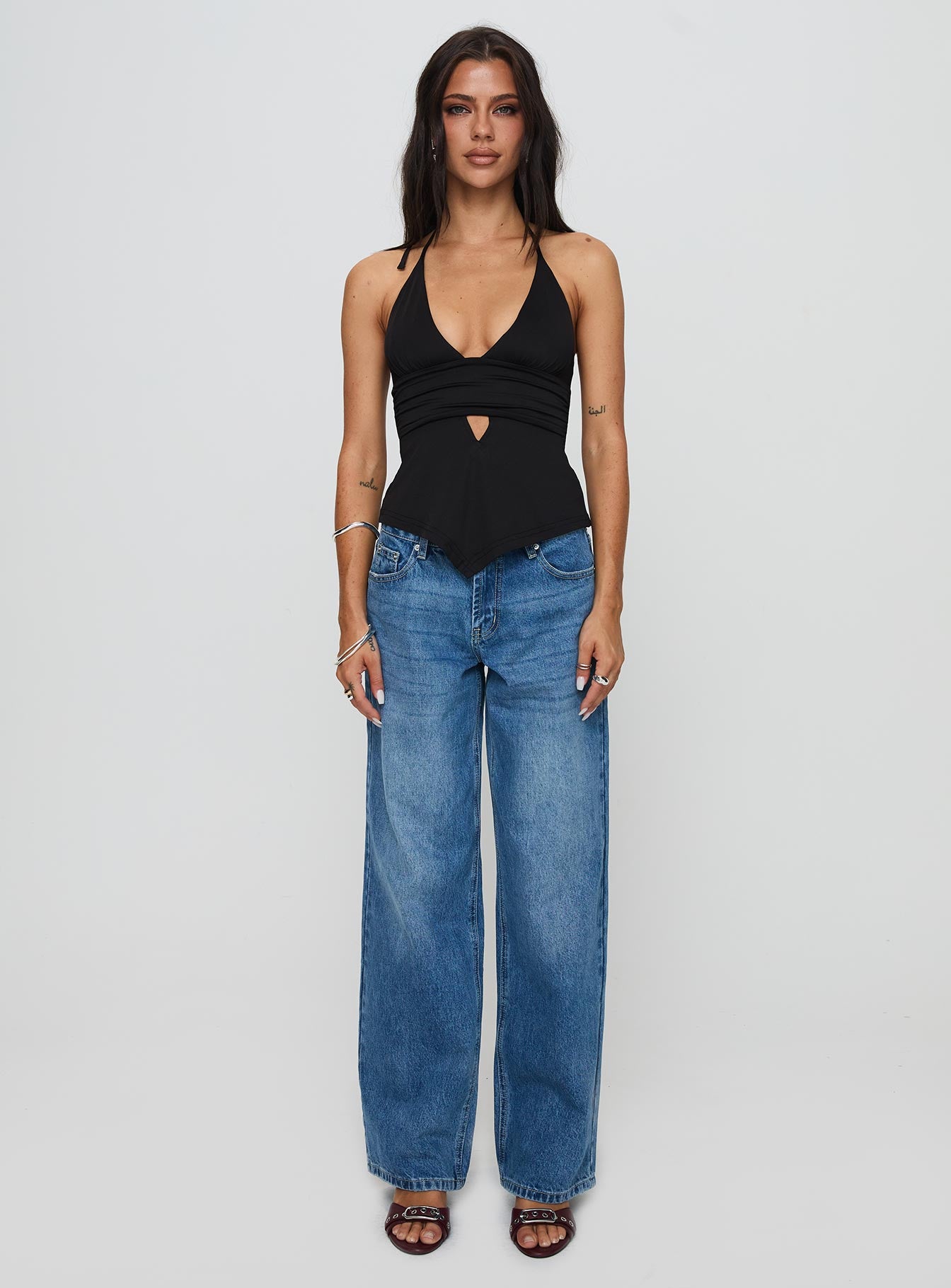 Serenitia Mid Rise Relaxed Jeans Mid Blue Wash Discount Sale Online