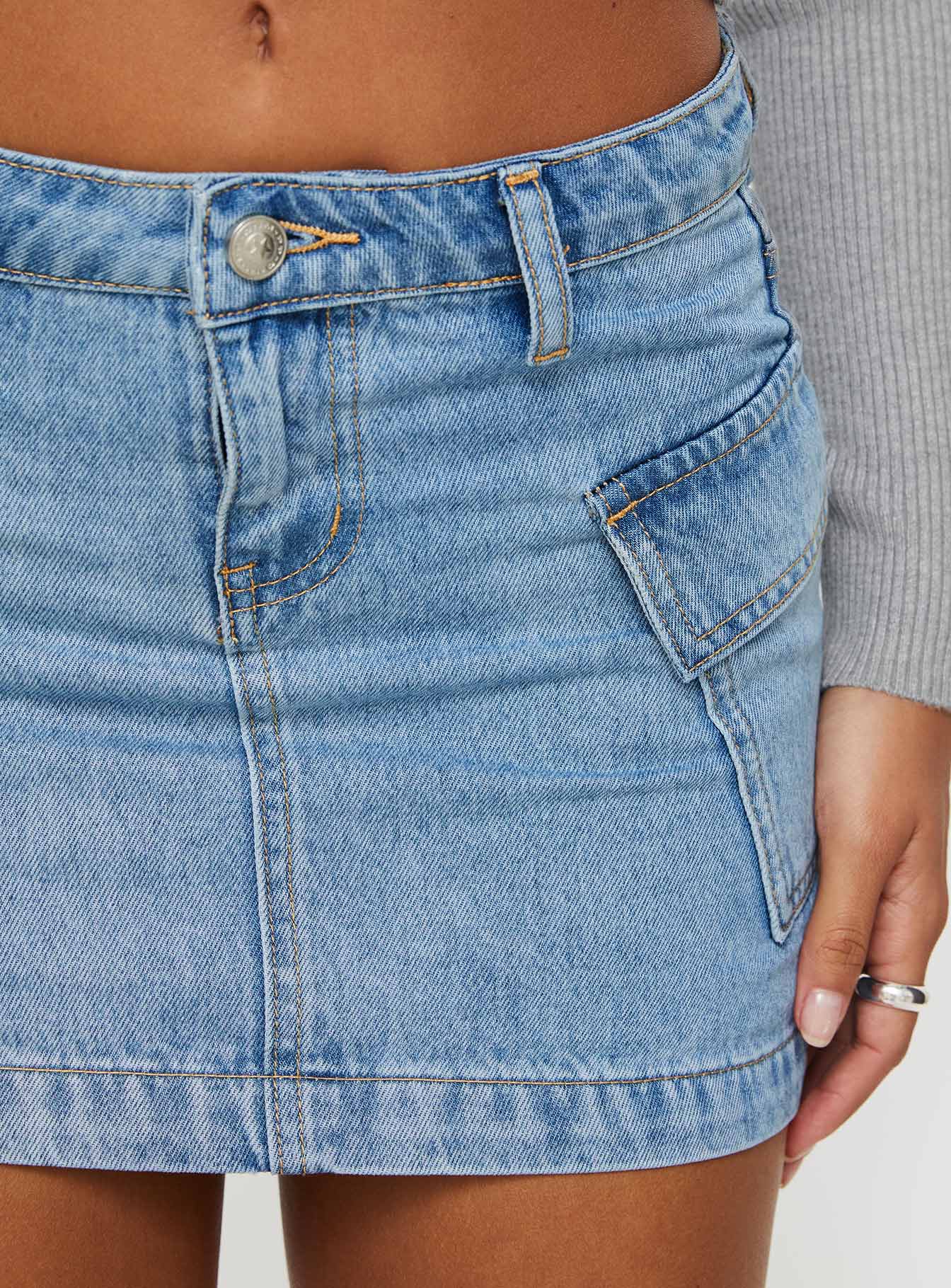 Zakai Cargo Denim Mini Skirt Ice Blue Petite Outlet Largest Supplier