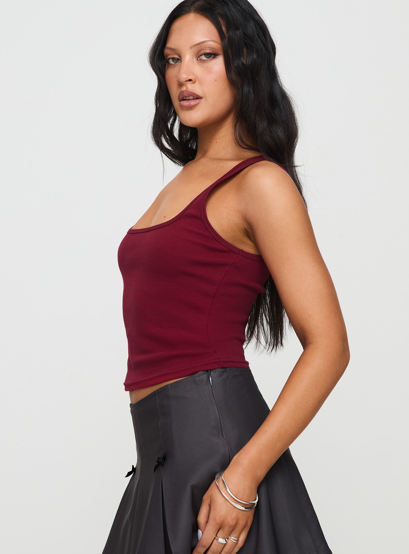 Baseline Square Neck Rib Tank Top Red Newest Cheap Online