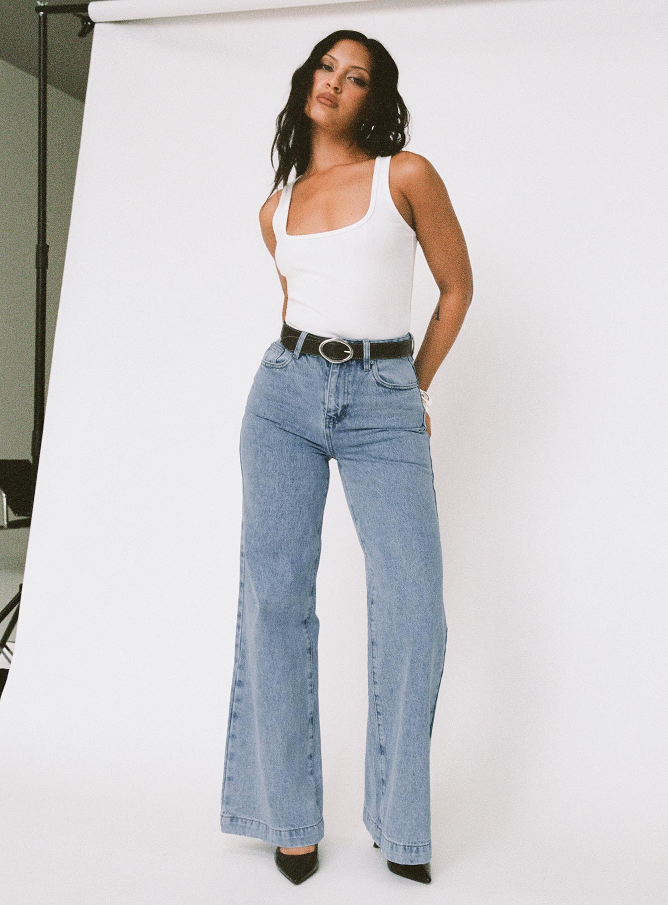 Goldie High Wide Jean Light Wash With Paypal Cheap Online