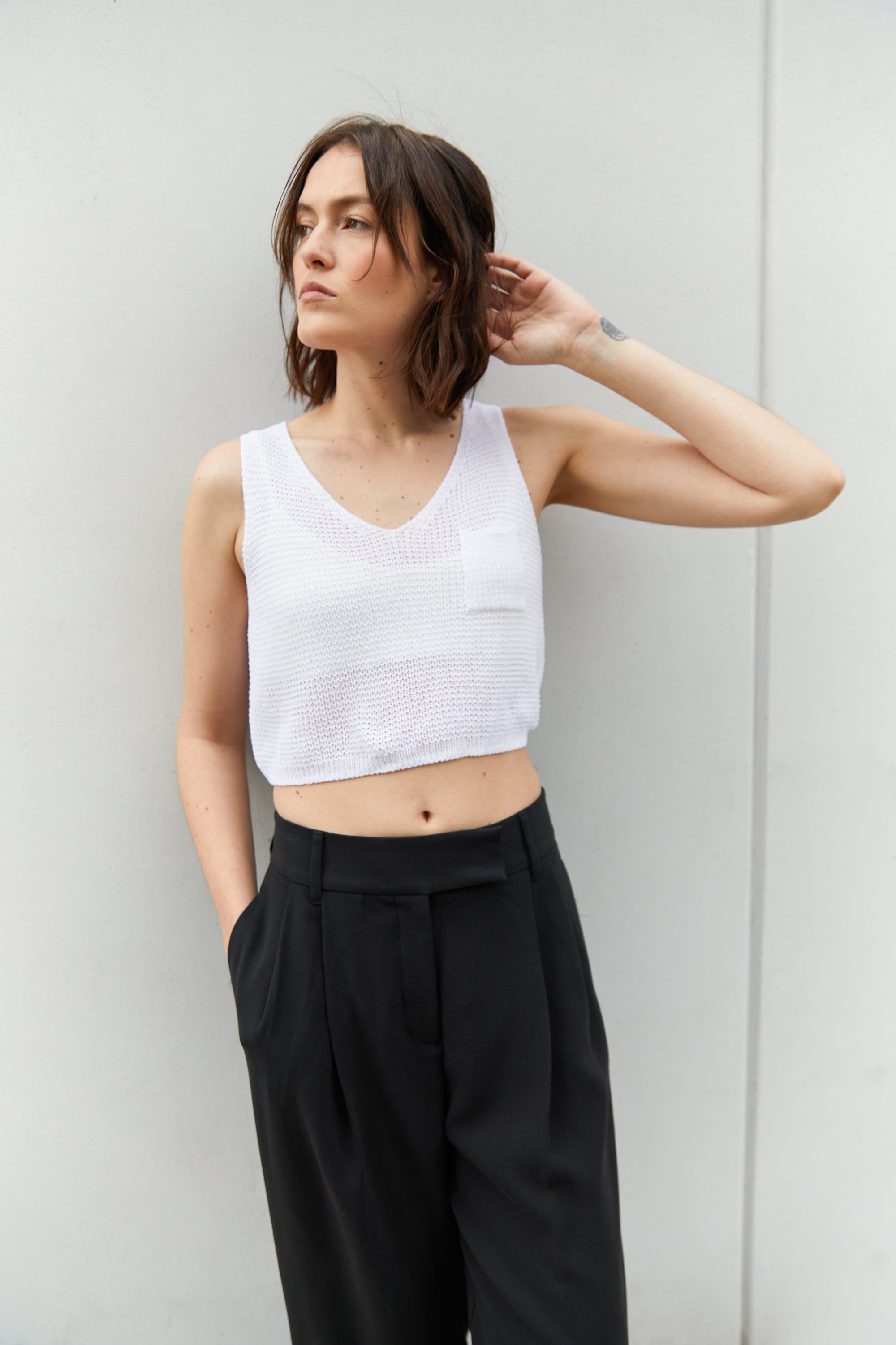 LOOSE KNIT CROPPED TANK Buy Sale Online