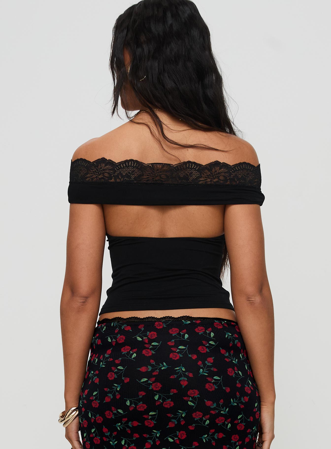 Amarena Off The Shoulder Lace Top Black Choice Cheap Pice