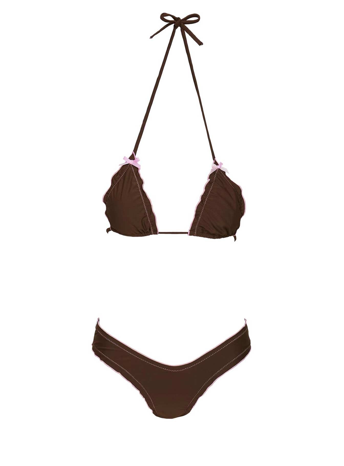 Kathrine High Cut Frill Bikini Bottoms Brown Largest Supplier