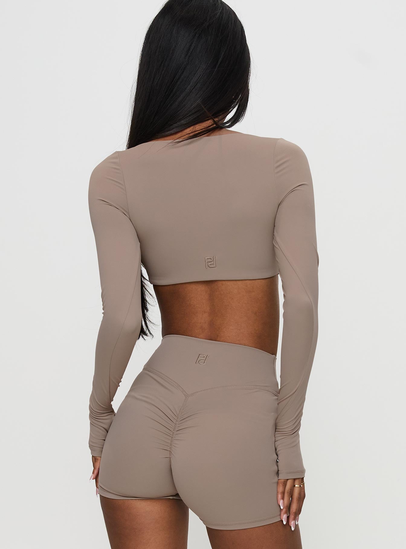 Set Point Active Square Neck Long Sleeve Top Taupe How Much For Sale