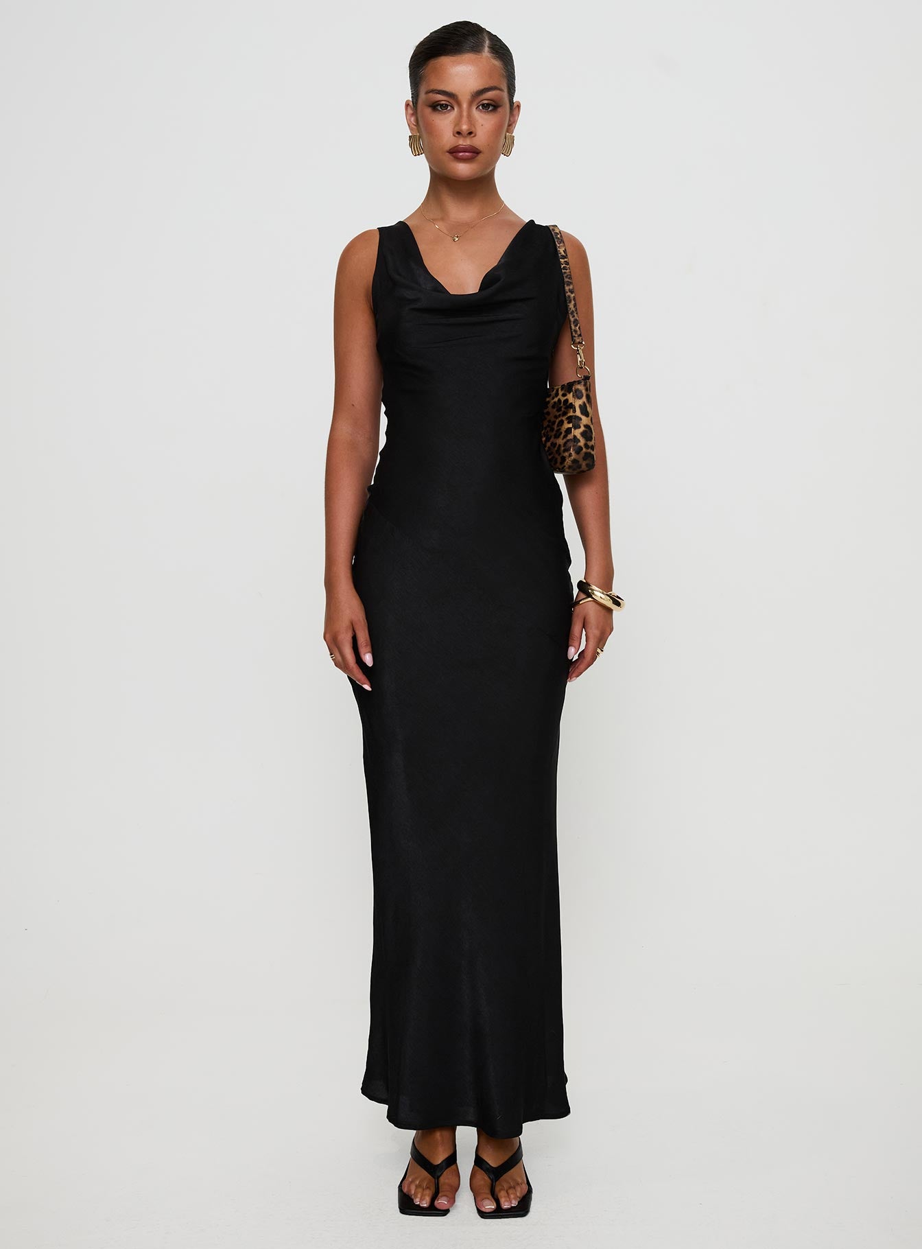 Make Memories Cowl Neck Maxi Dress Black Cheap Sale With Credit Card