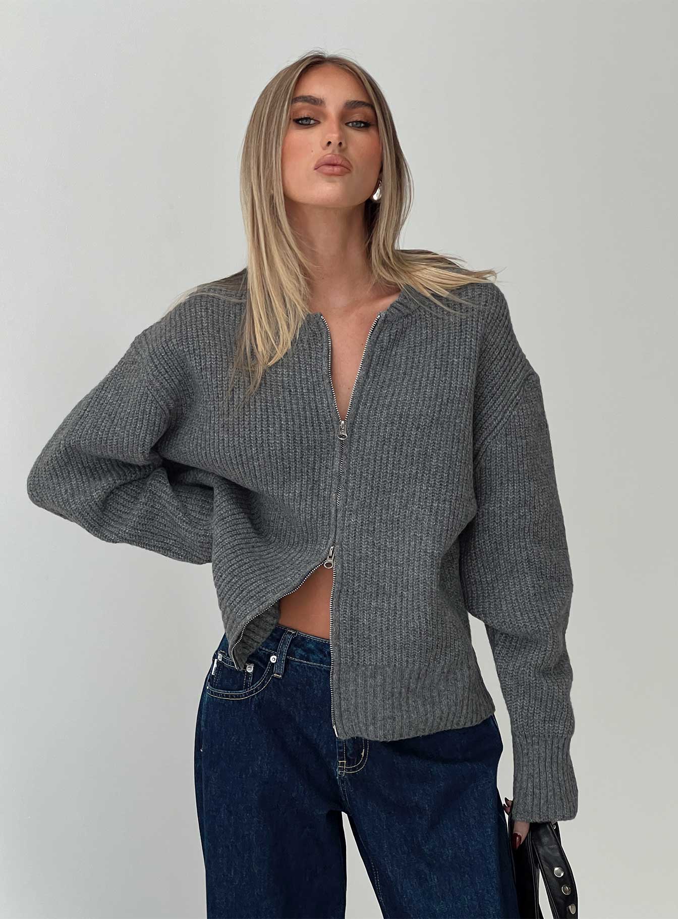 Lexene Zip Through Jumper Grey Buy Cheap Cheap