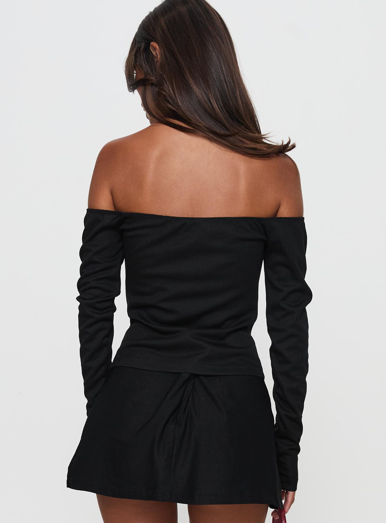 Wish You The Best Off Shoulder Bow Detail Top Black Outlet Deals