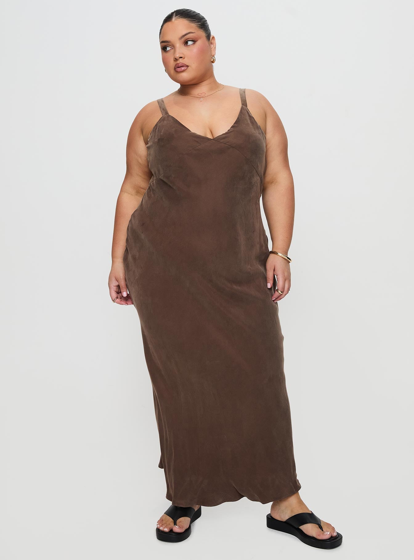 Laurette Maxi Dress Brown Curve Sale Cheapest